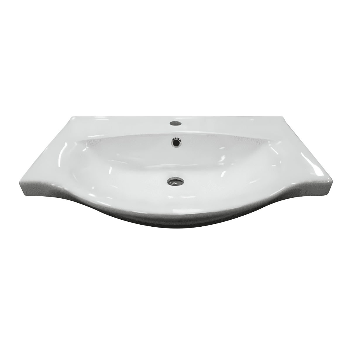 Mobile bagno sospeso "Moa55" con lavabo consolle e ante con maniglie cromate e specchio LED - MondoViro