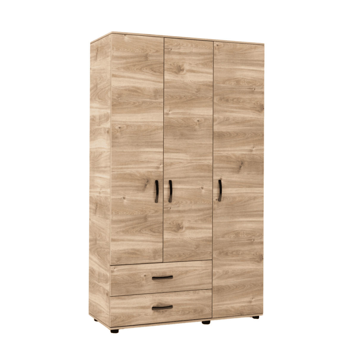 Armadio guardaroba moderno "Classy" in legno a 3 ante e 2 cassetti cm 120x52 205h - MondoViro