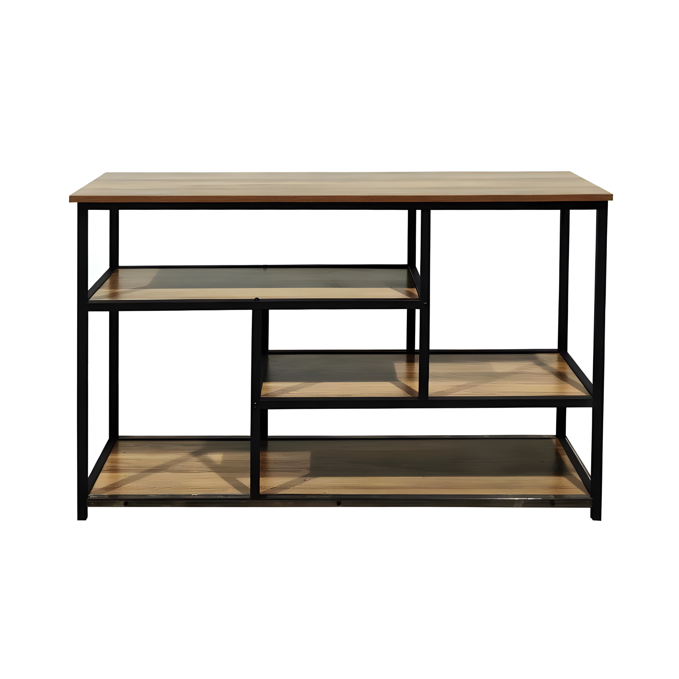 Mobile basso "Industrial" in legno di quercia e metallo cm 140x35x80h