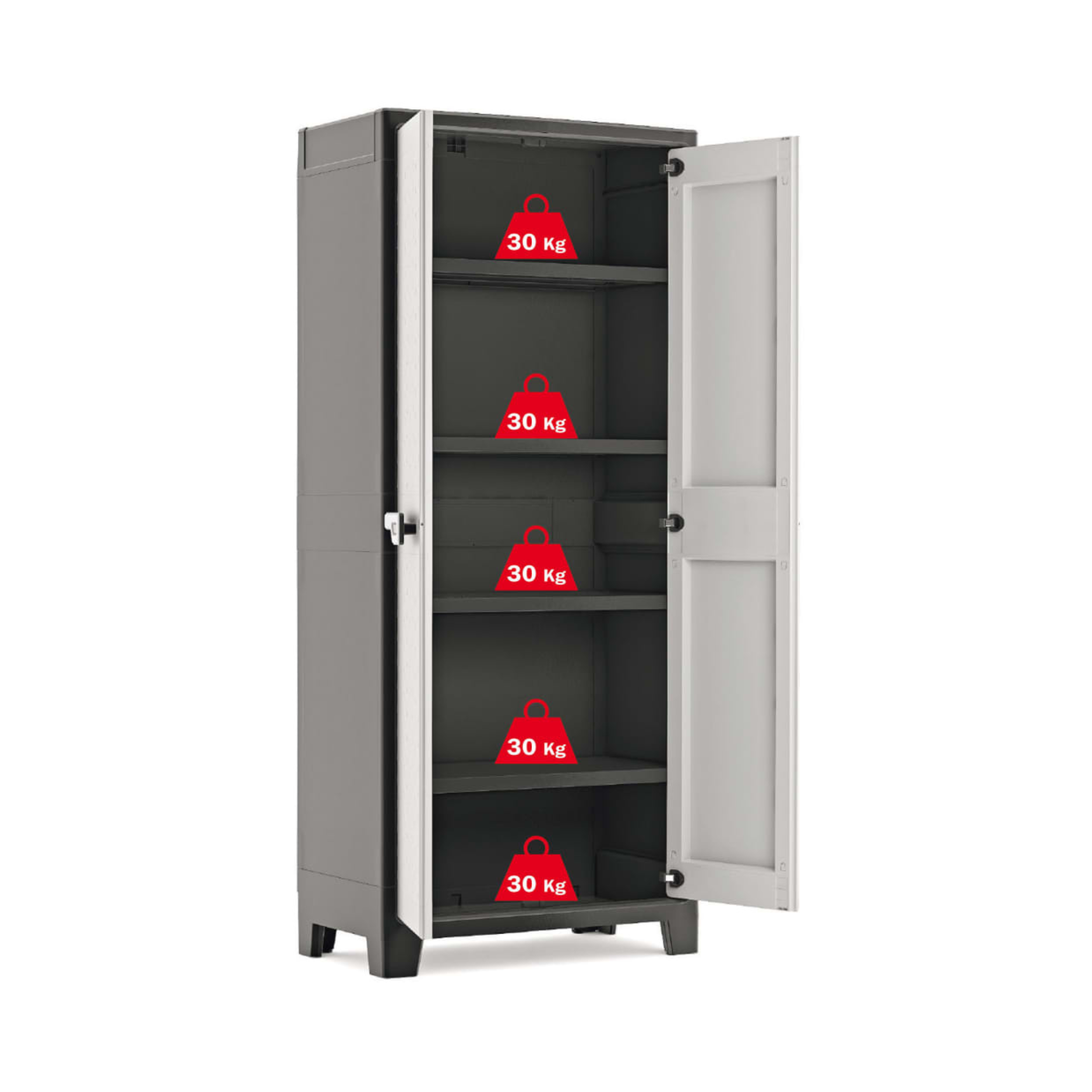 Armadio XL in resina da giardino "Hitan" con ripiani interni e piedini rialzati