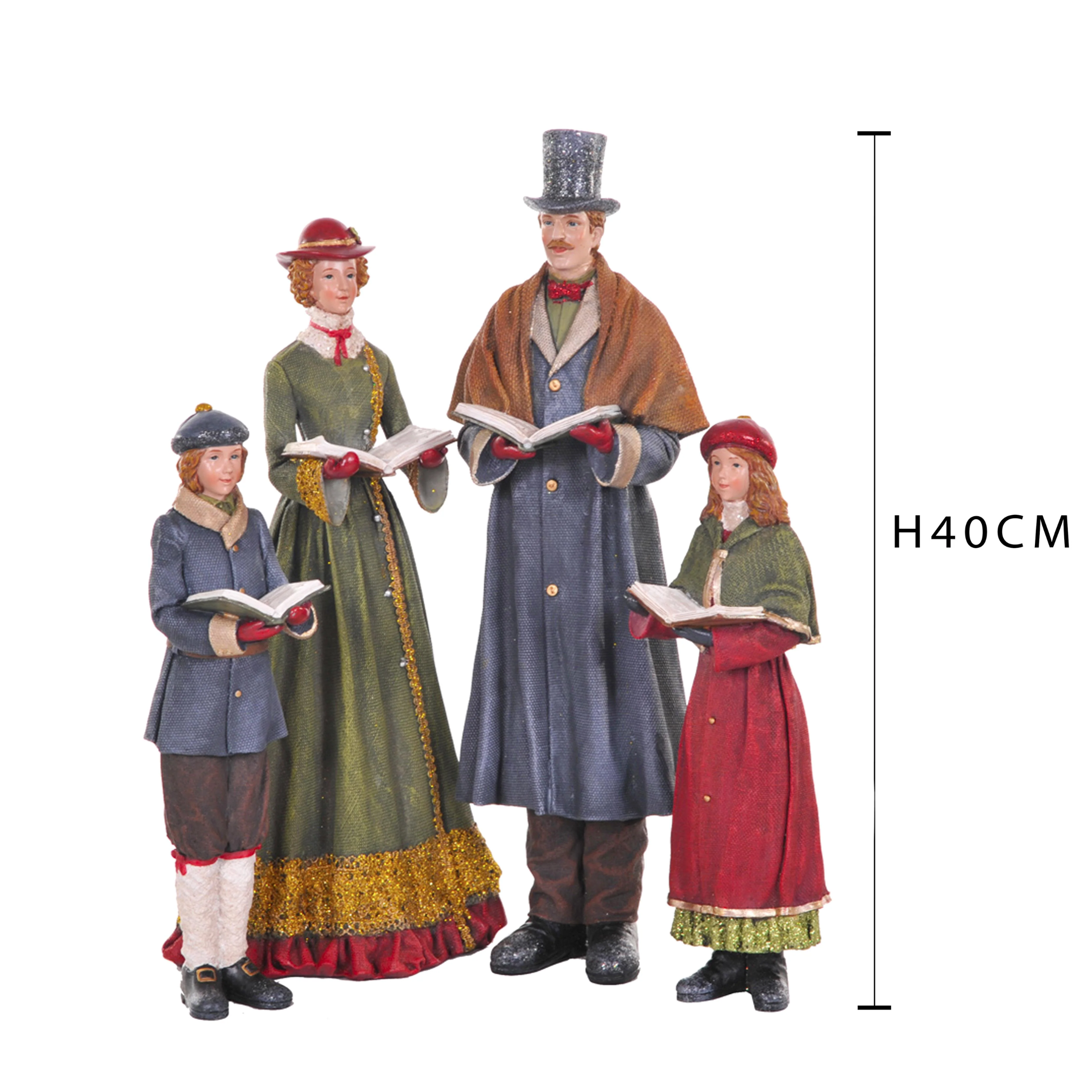 Statuetta famiglia “Cantori”, decorazione Natalizia elegante in Poli-resina cm 40h