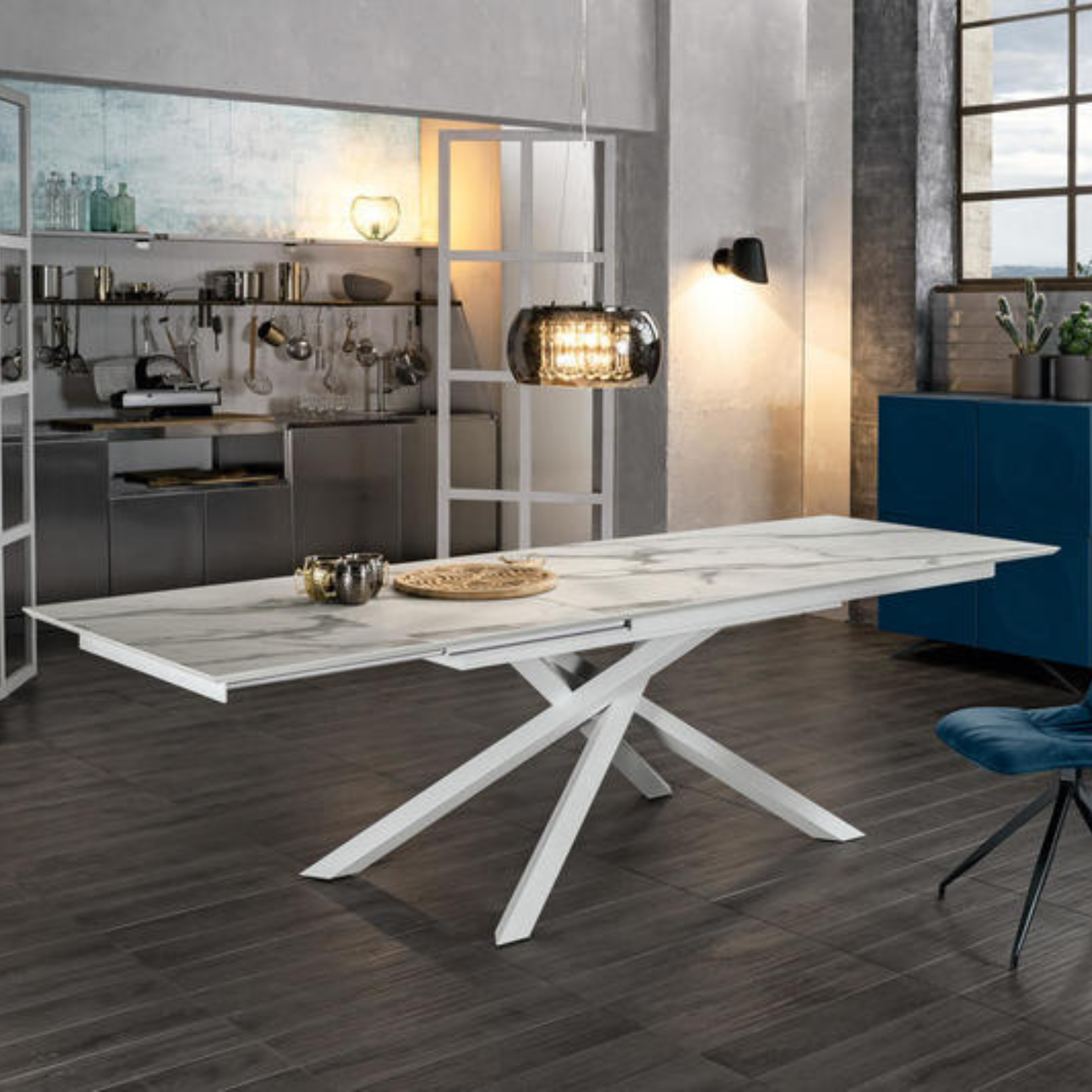 Tavolo allungabile "Jade" piano in HPL gambe in alluminio cm 170/270x90 76h