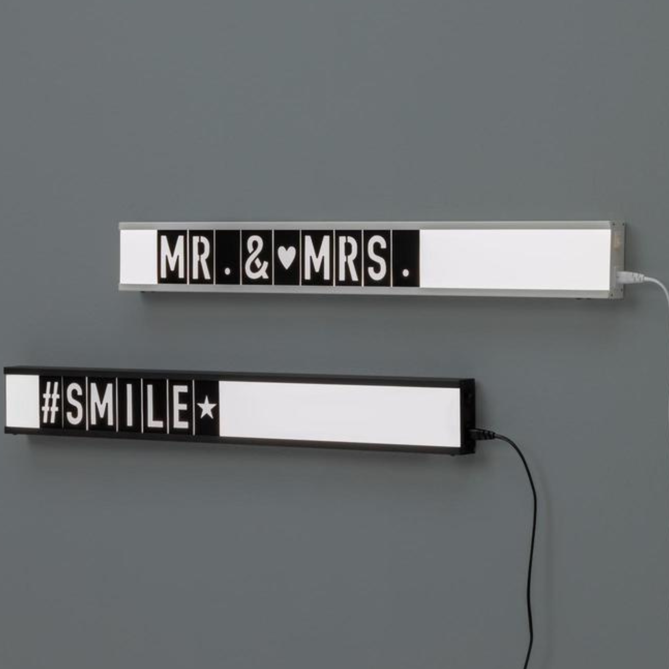 Lampada LED da tavolo in metallo "Naos" insegna con lettere cm 80x3 10h