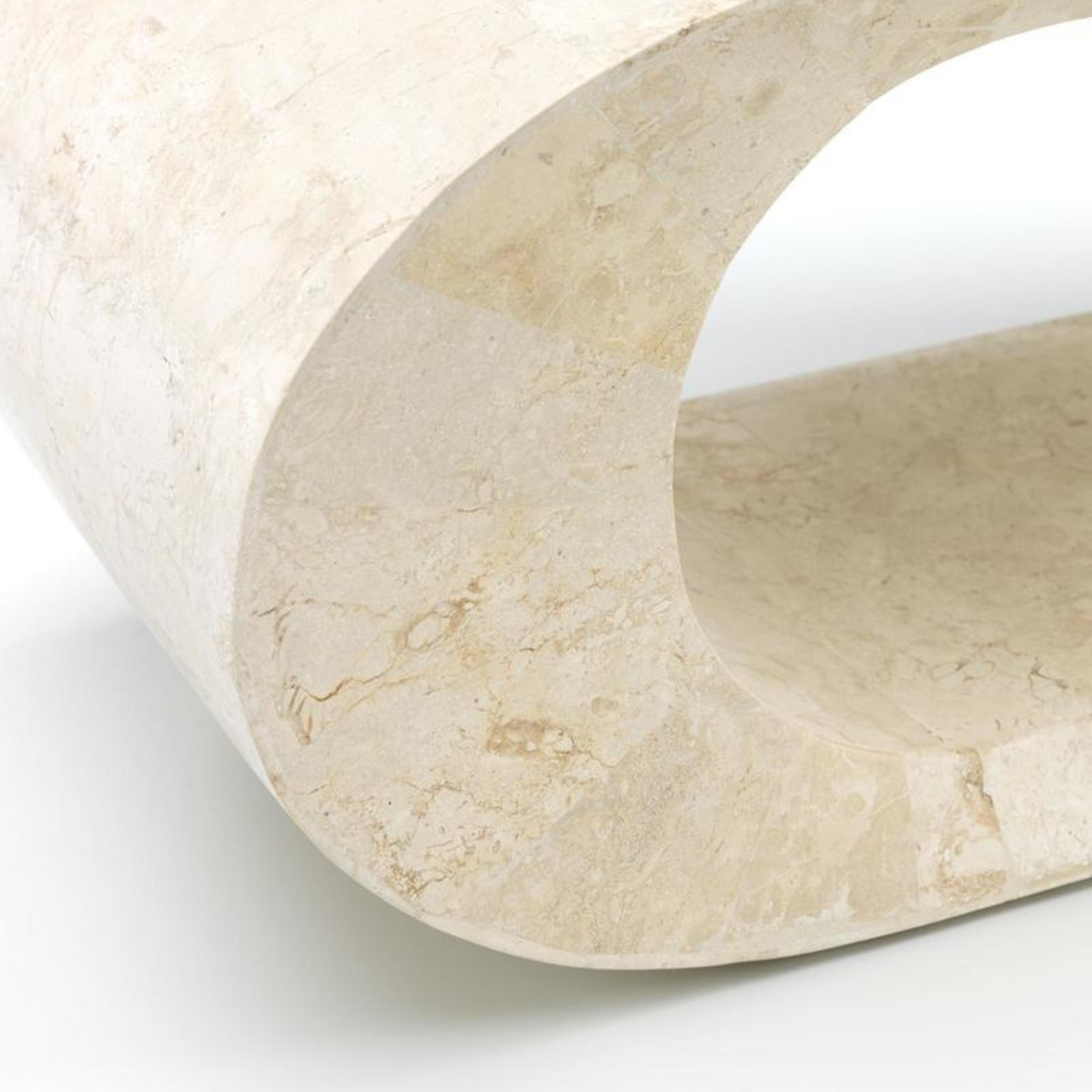 Tavolino basso in pietra fossile tavolo porta tv "Olimpia" cm 130x35 35h