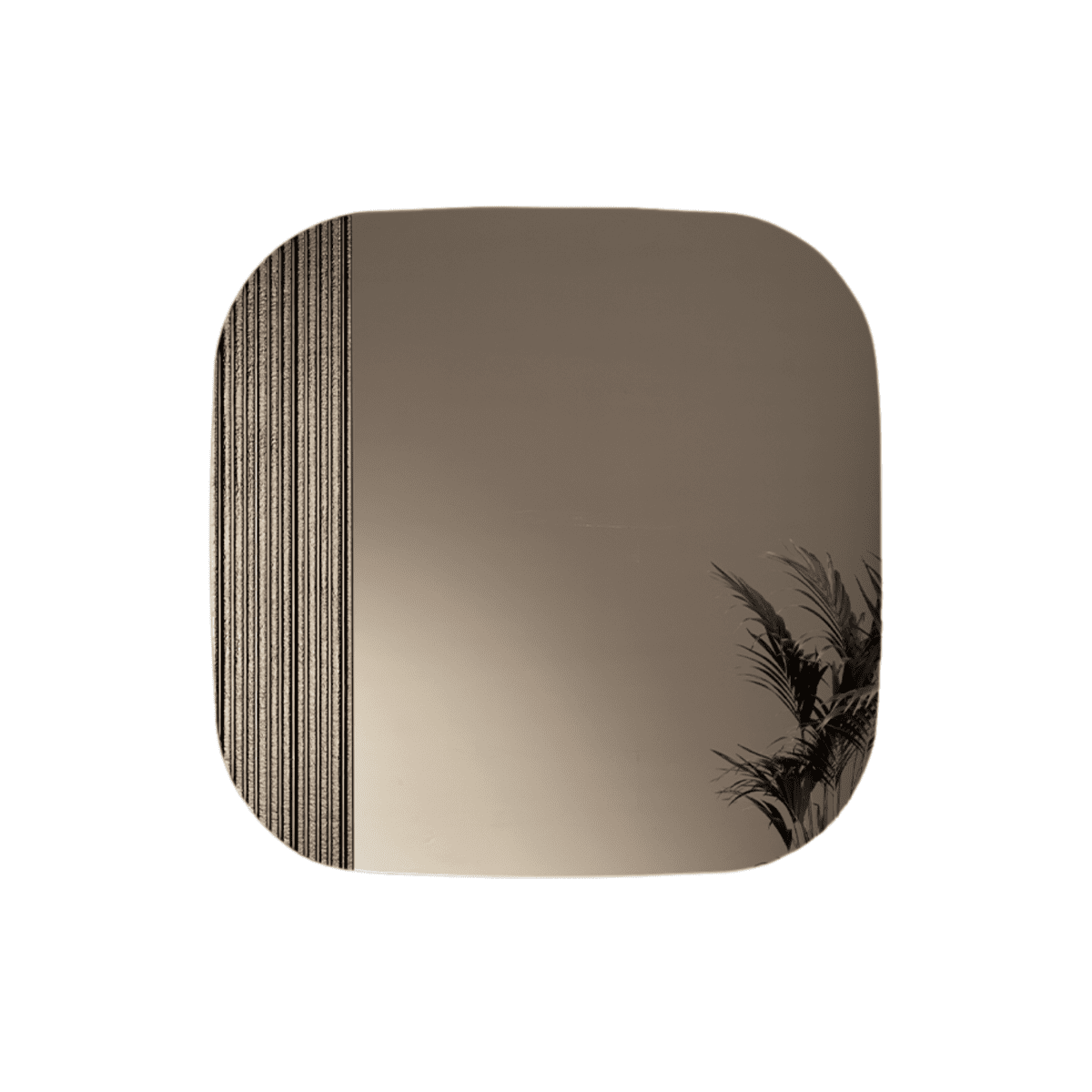 Specchio da parete moderno "Axis" sagomato con inserto rigato - MondoViro