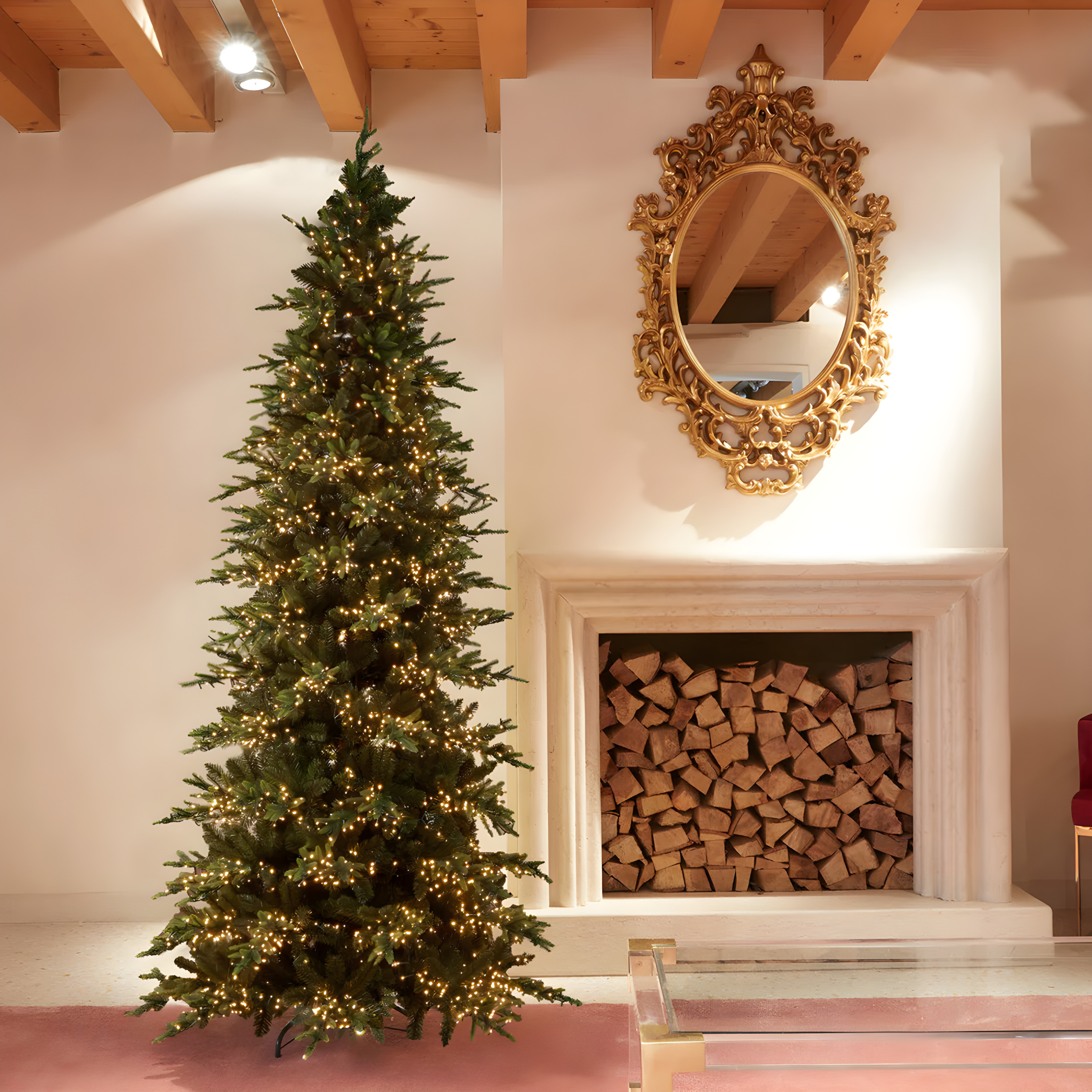 Albero di Natale "Pino Luxury New" con LED integrati, in PE Effetto Real Touch