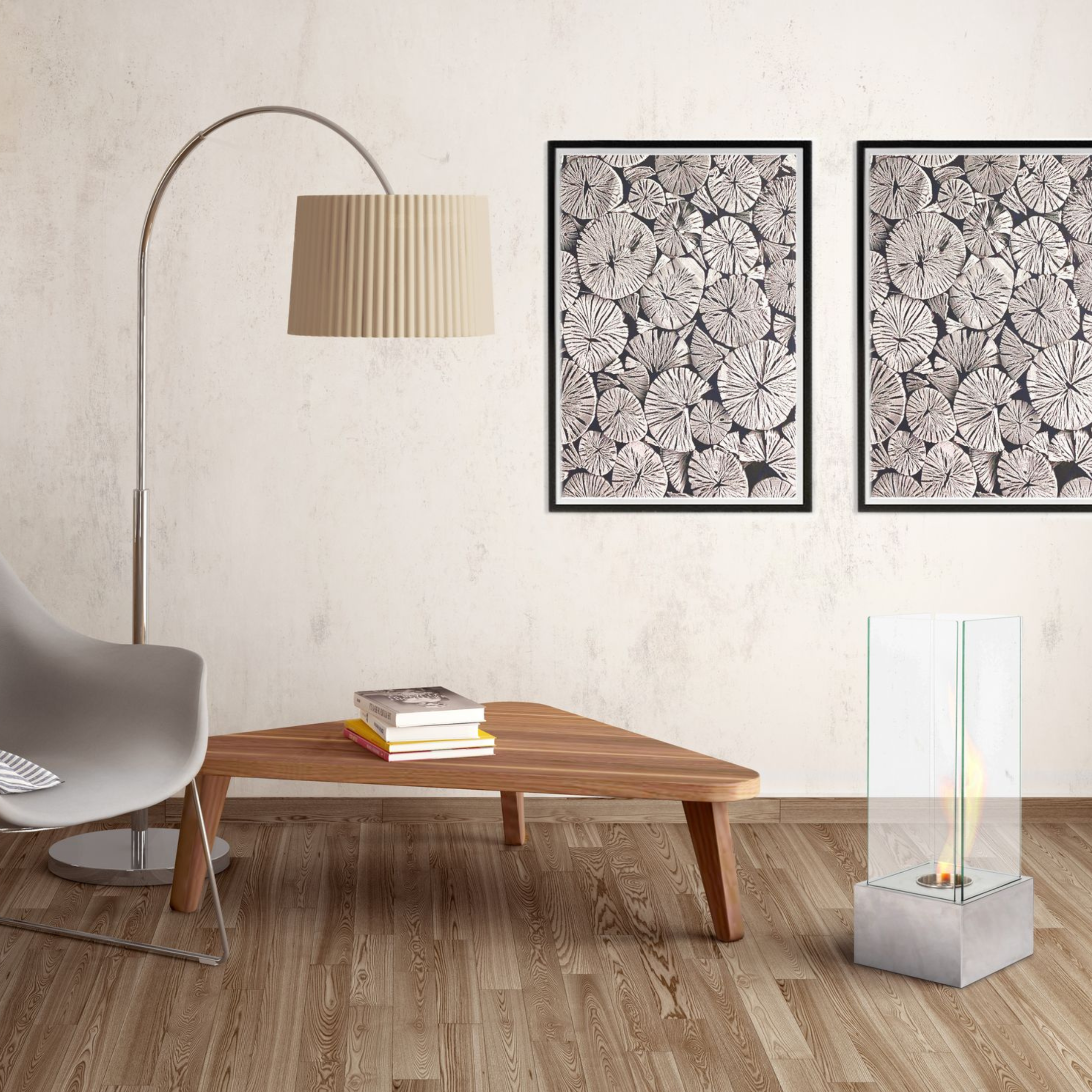 Caminetto bioetanolo "Lisa" da terra in vetro temperato cm 25x25 65h