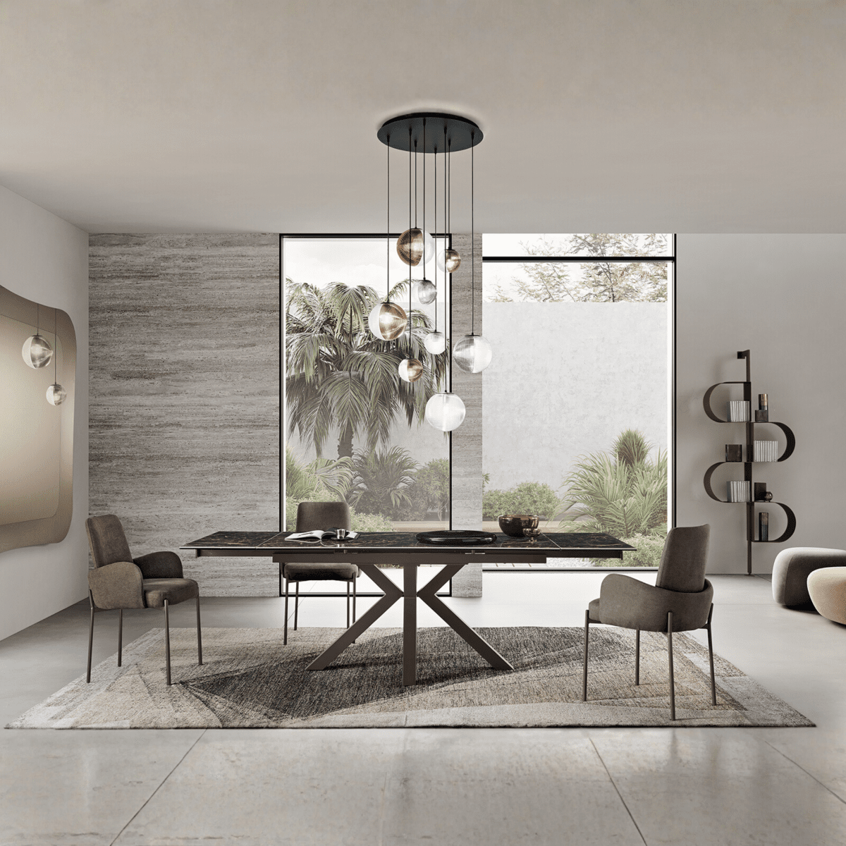 Tavolo moderno allungabile "Artik" con base in metallo fino a 10 posti - MondoViro