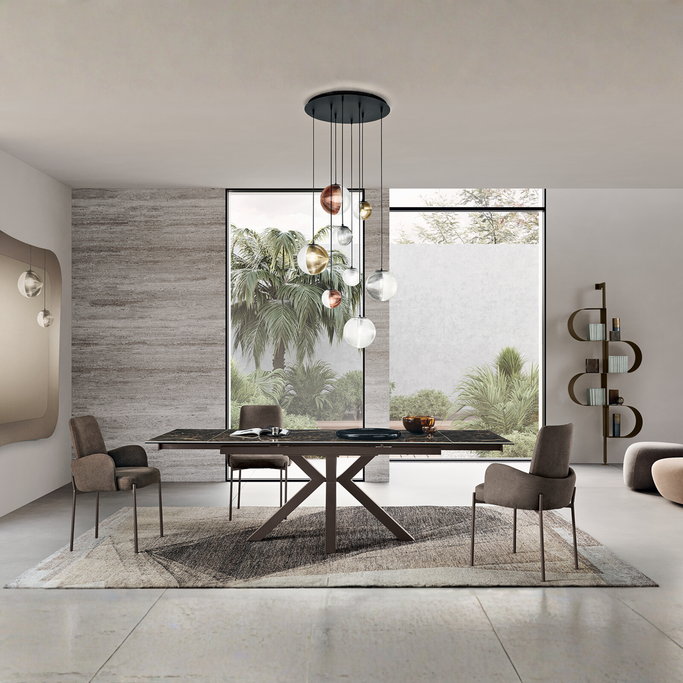 Tavolo moderno allungabile "Artik" con base in metallo fino a 10 posti