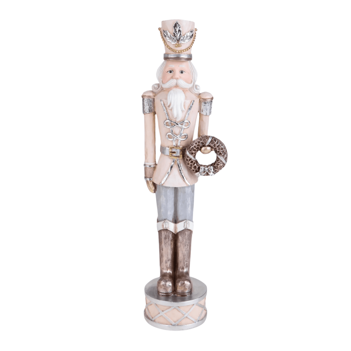Statuetta soldato schiaccianoci con corona in resina per decorazioni natalizie cm 38h - MondoViro