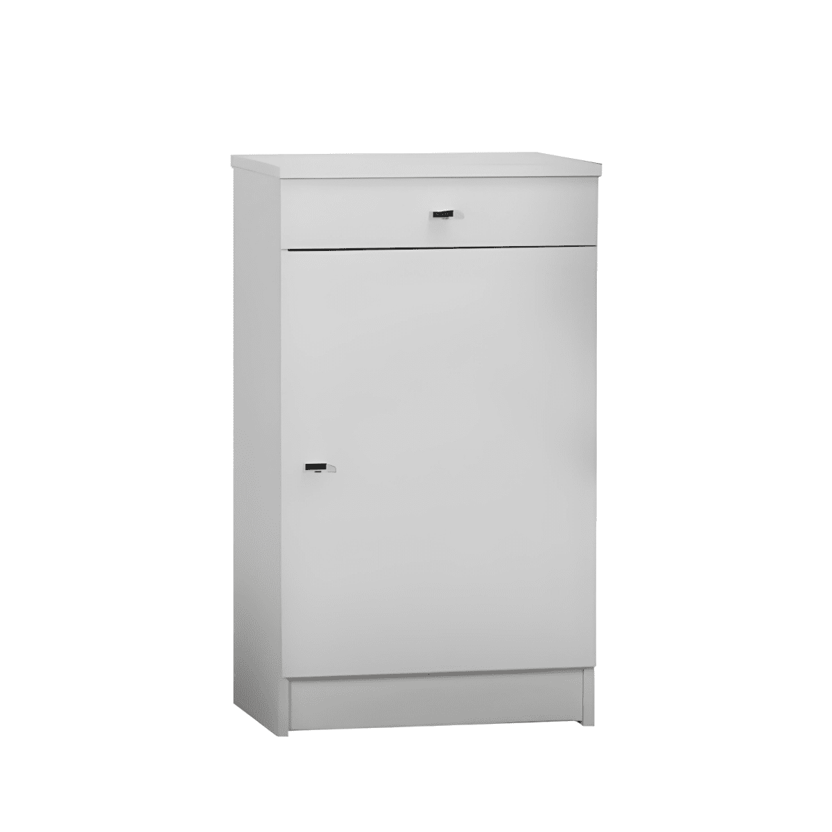 Mobile basso multiuso a 1 anta con 1 cassetto "Kena" in legno bianco laccato cm 46x34 80h - MondoViro