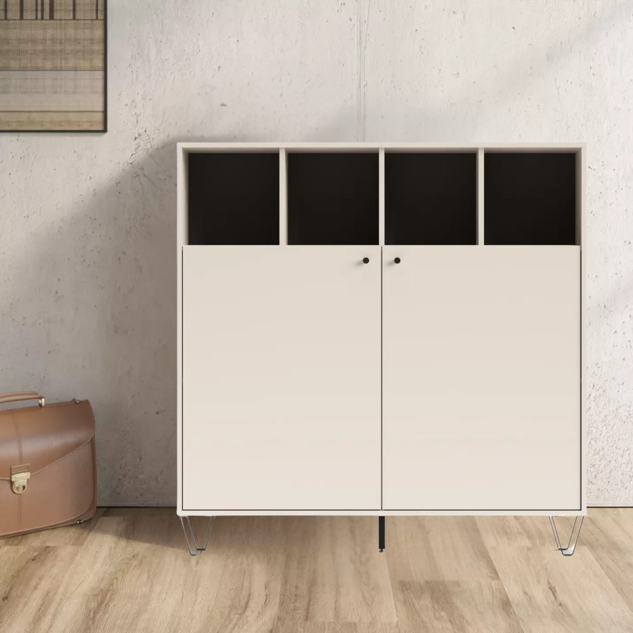 Mobile credenza "Aldo" in legno con piedini rialzati cm 123x40