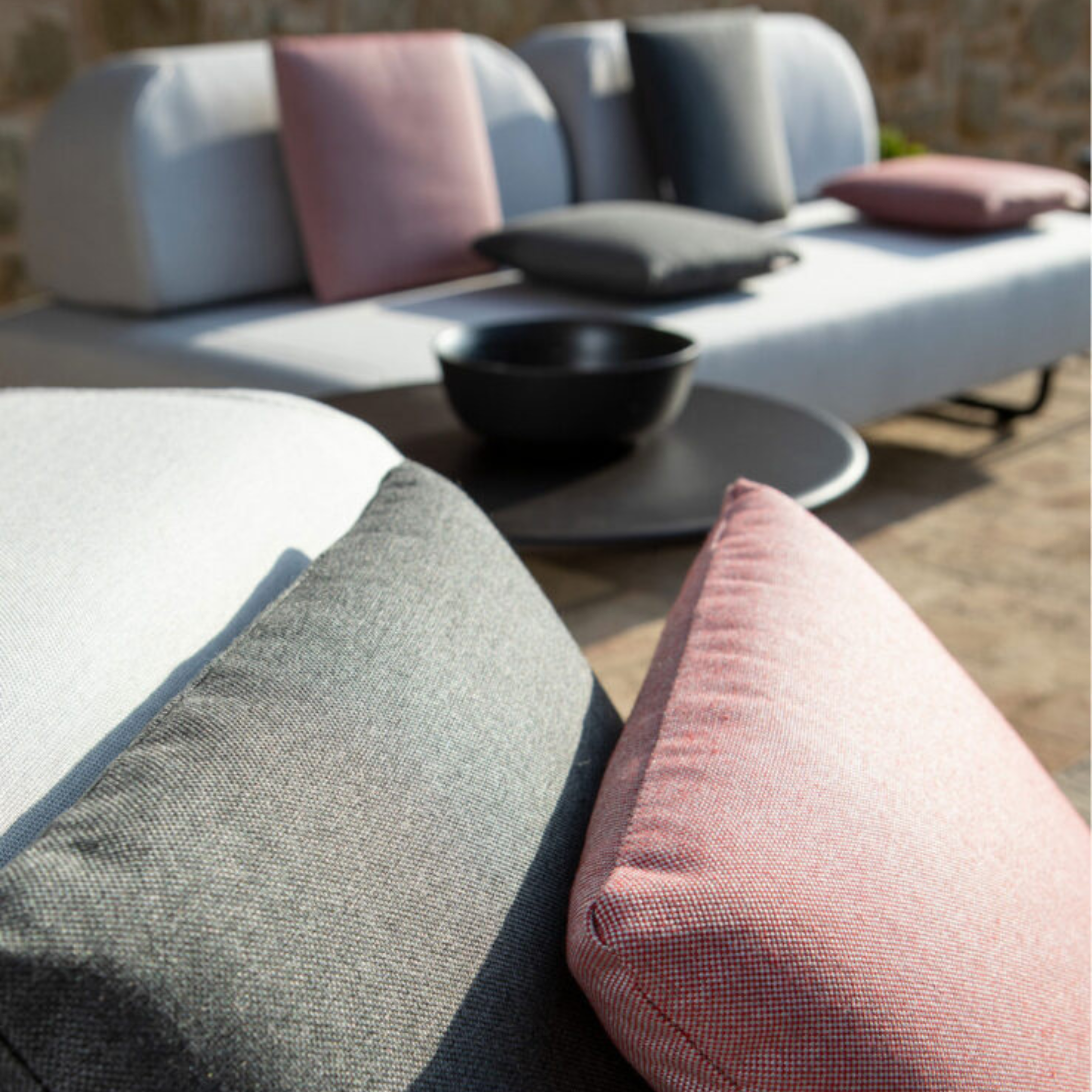 Modulo triplo divano imbottito "Santa Fe" in metallo da giardino cm 190x90 70h