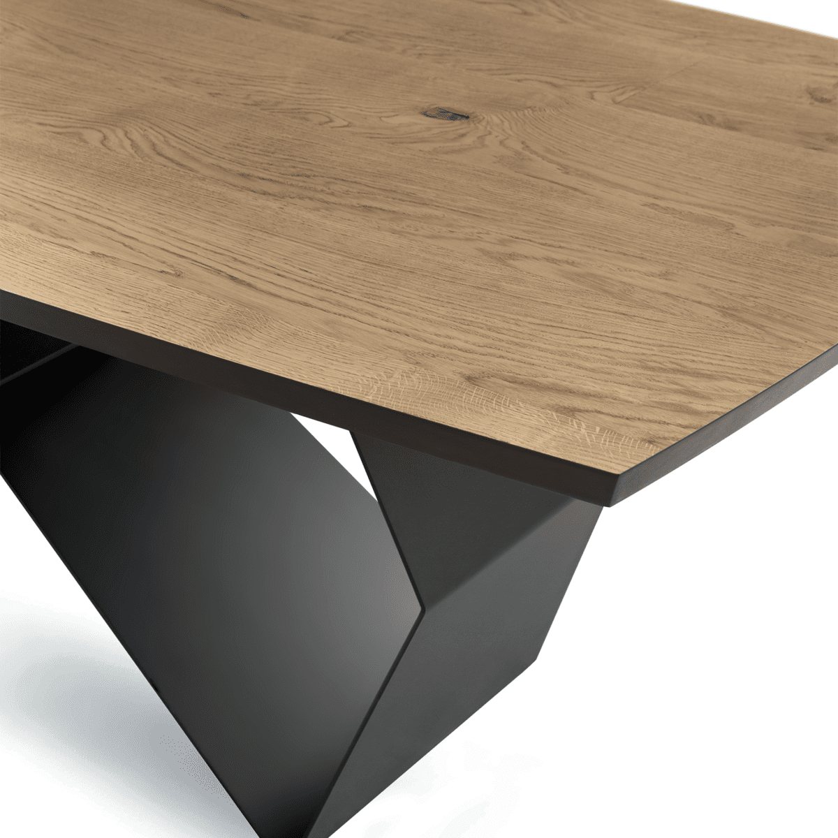 Tavolo fisso da pranzo "Reina" con base in metallo e piano in rovere cm 200x100 75h - MondoViro