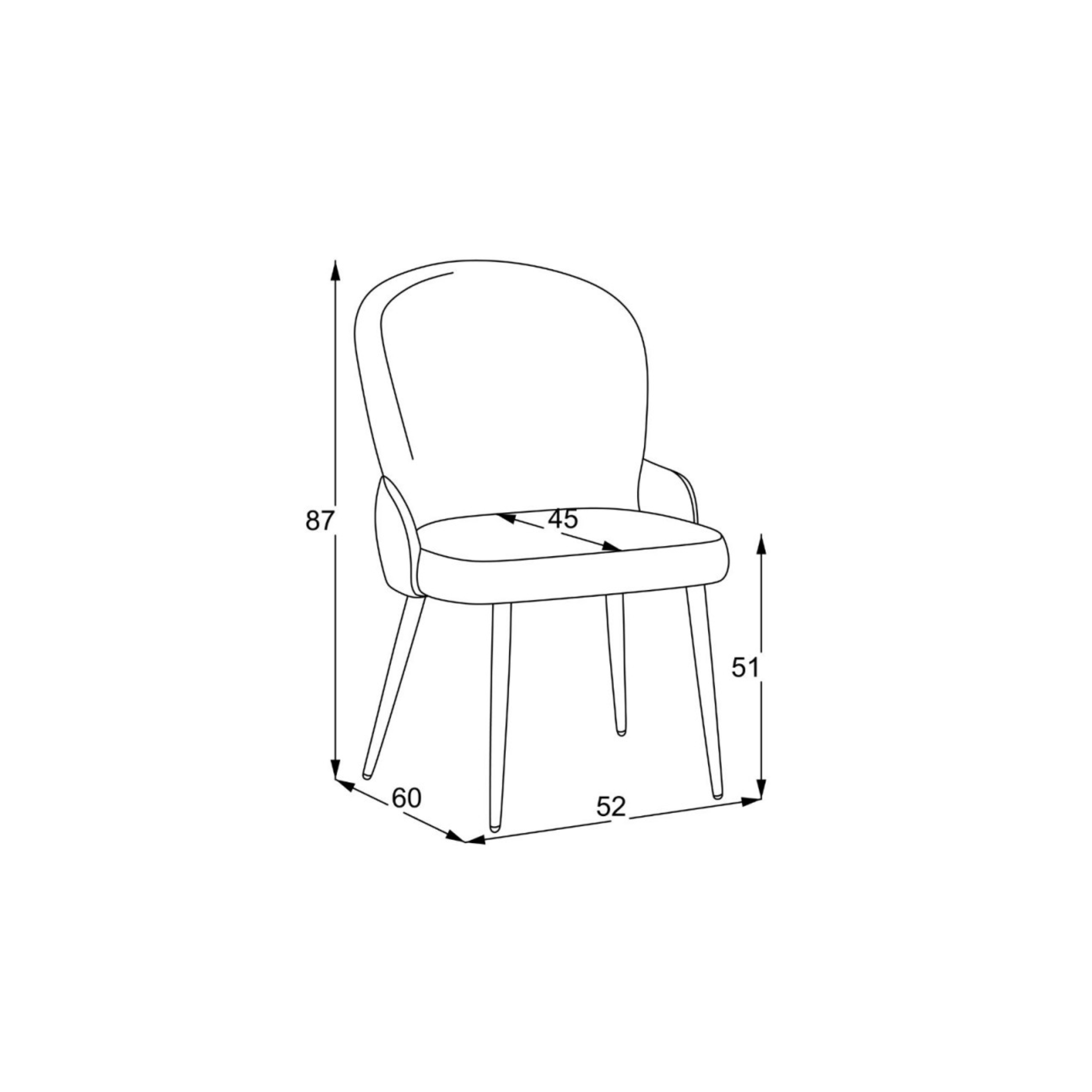 Set di sedie da pranzo "Simo" imbottite in tessuto ed ecopelle con gambe in metallo cm 52x60 87h