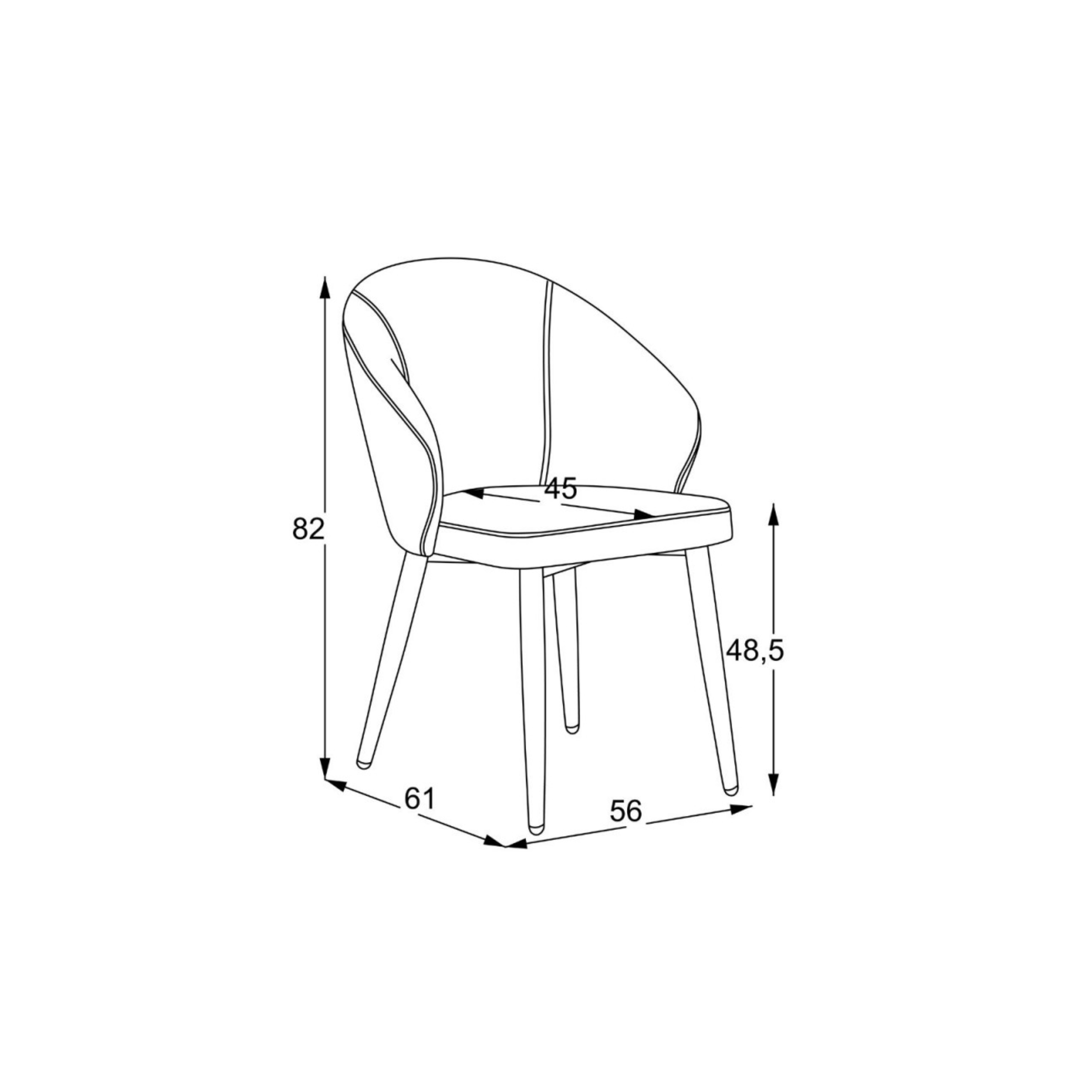 Set di sedie da pranzo "Patya" imbottite in tessuto con gambe in metallo nere cm 56x61 82h