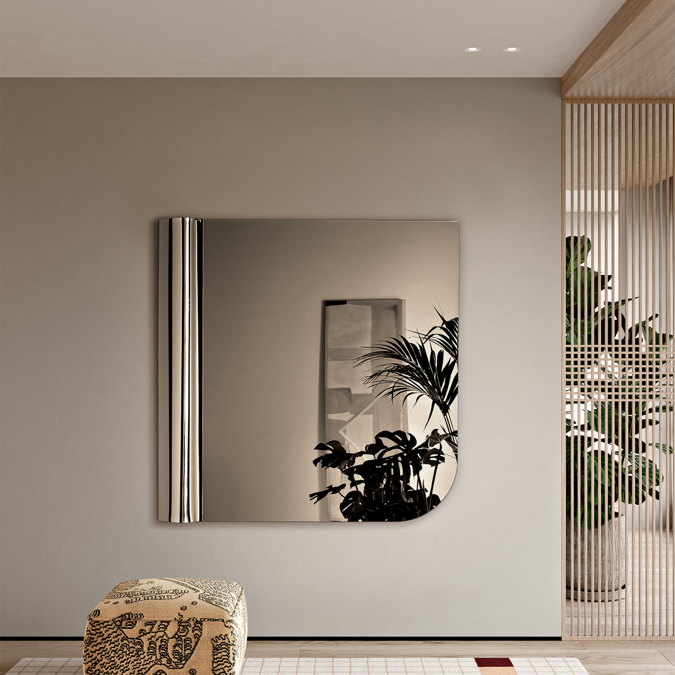 Specchio decorativo "Sinuo"  in vetro fuso con onda versatile