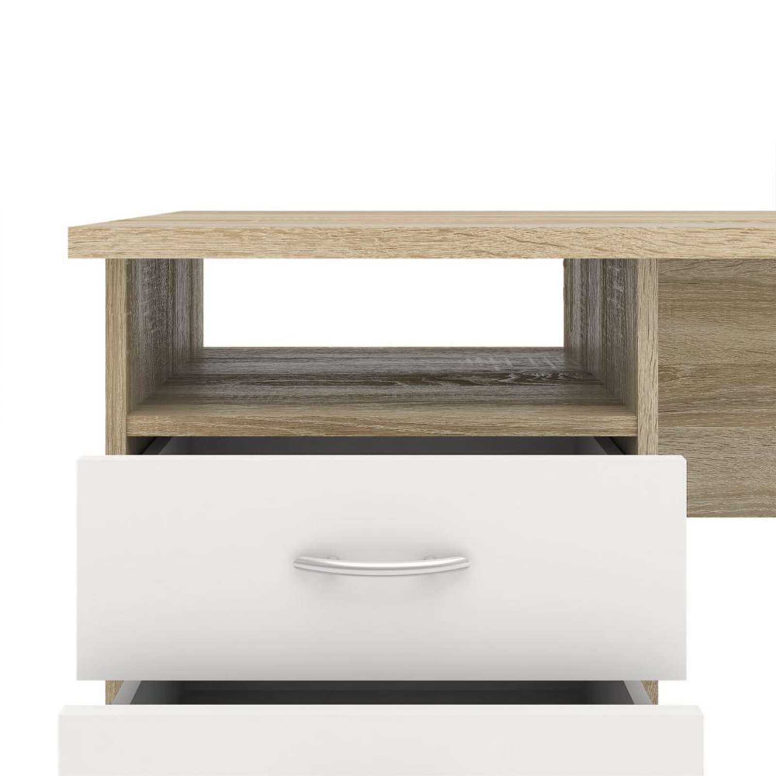 Scrivania con cassettiera a 3 cassetti "Function Plus" in legno rovere e bianco cm 120x48 73h
