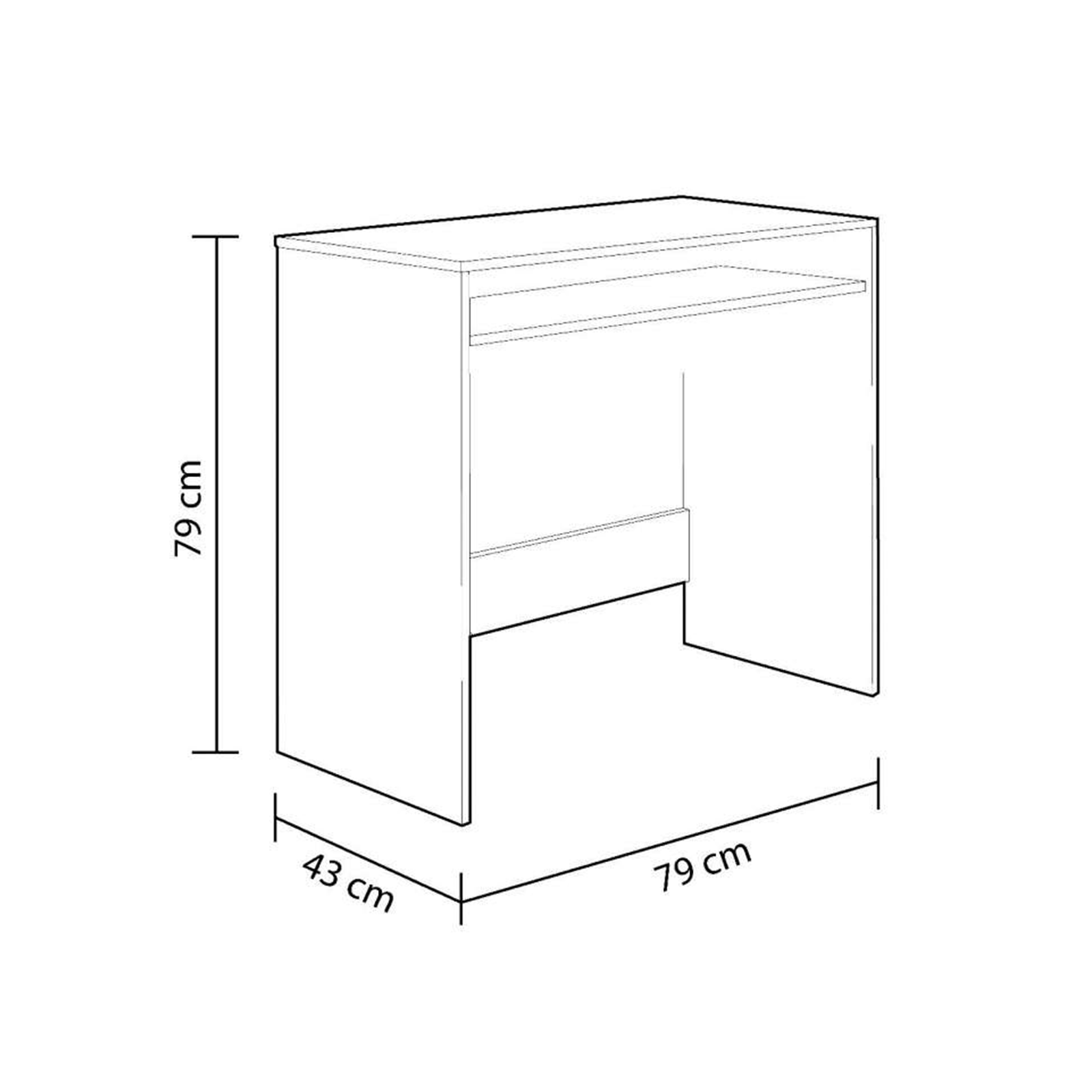 Scrivania in legno bianco "Star" per ufficio con 1 ripiano fisso a giorno cm 79x43 78h