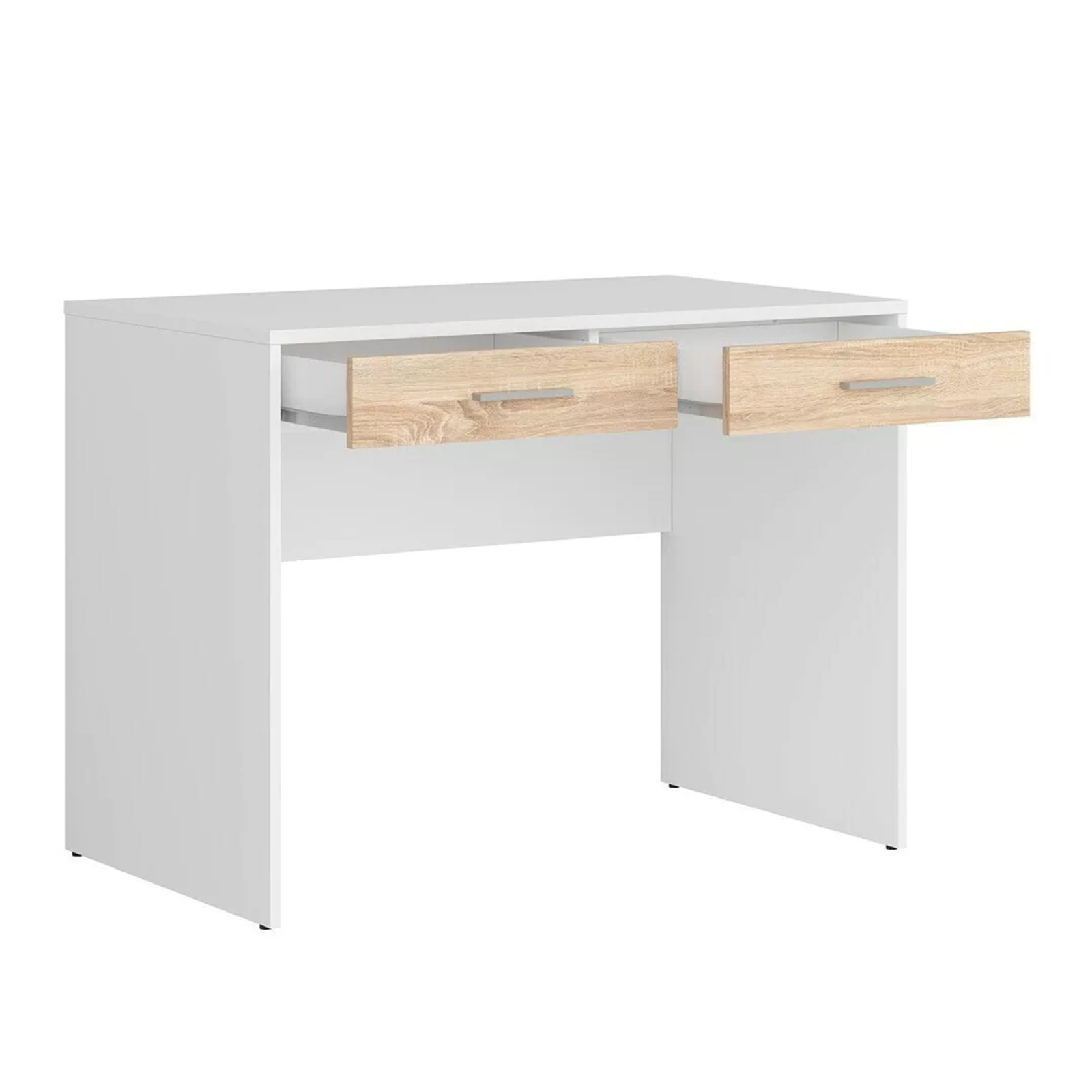 Scrivania in legno bianco "USB" per ufficio con 2 cassetti rovere cm 100x60 75h
