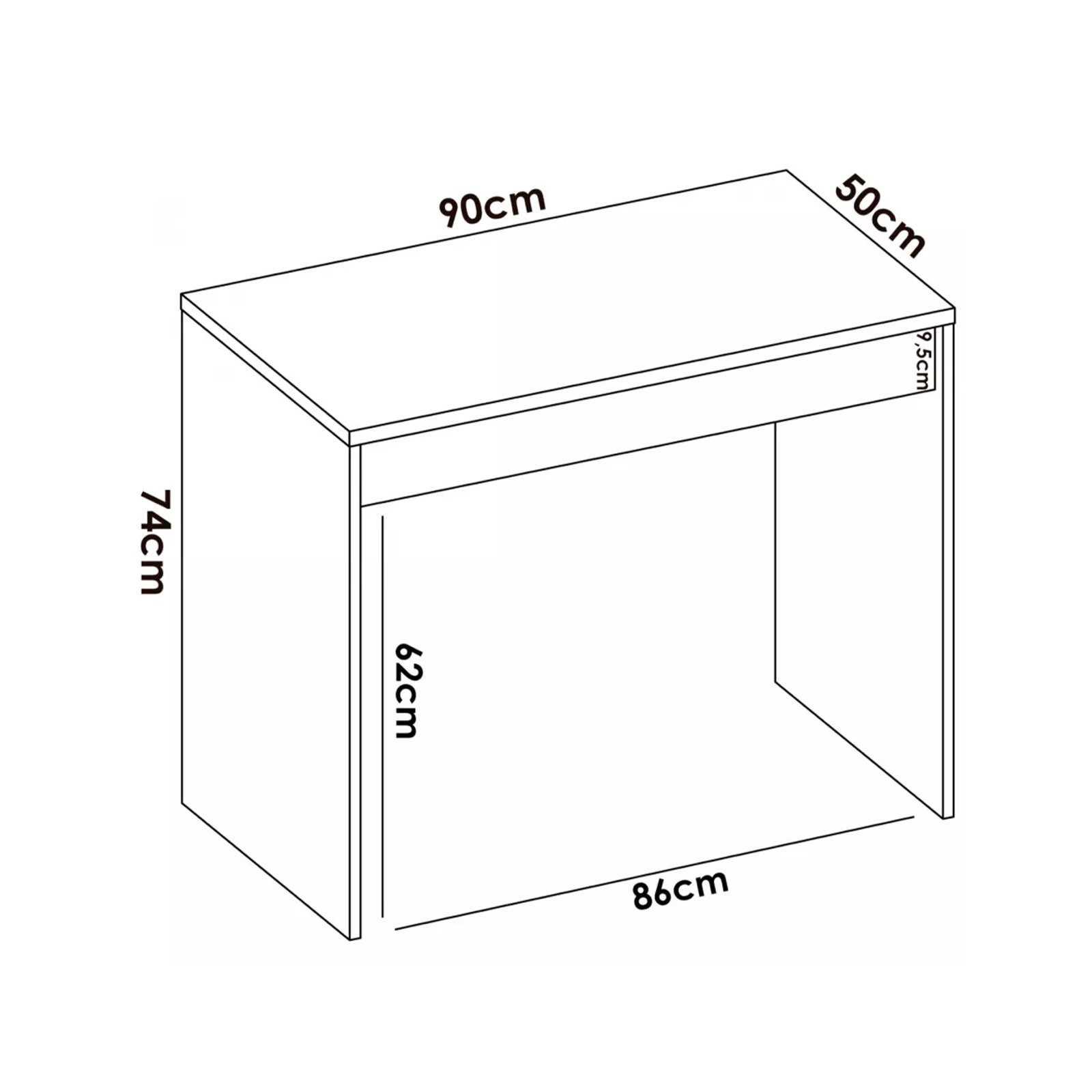 Scrivania in legno bianco "USB" per ufficio con 2 cassetti rovere cm 100x60 75h