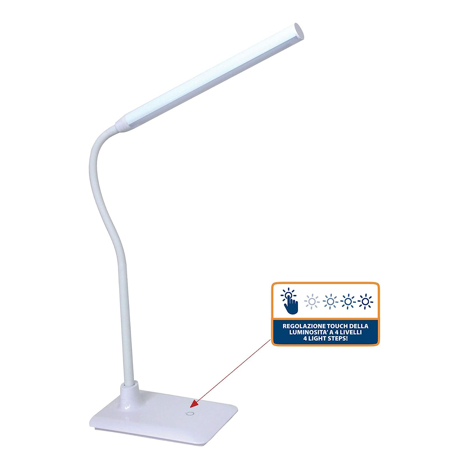 Lampada led da tavolo "Slim" in ABS 6 W accensione touch cm 17x12 70h