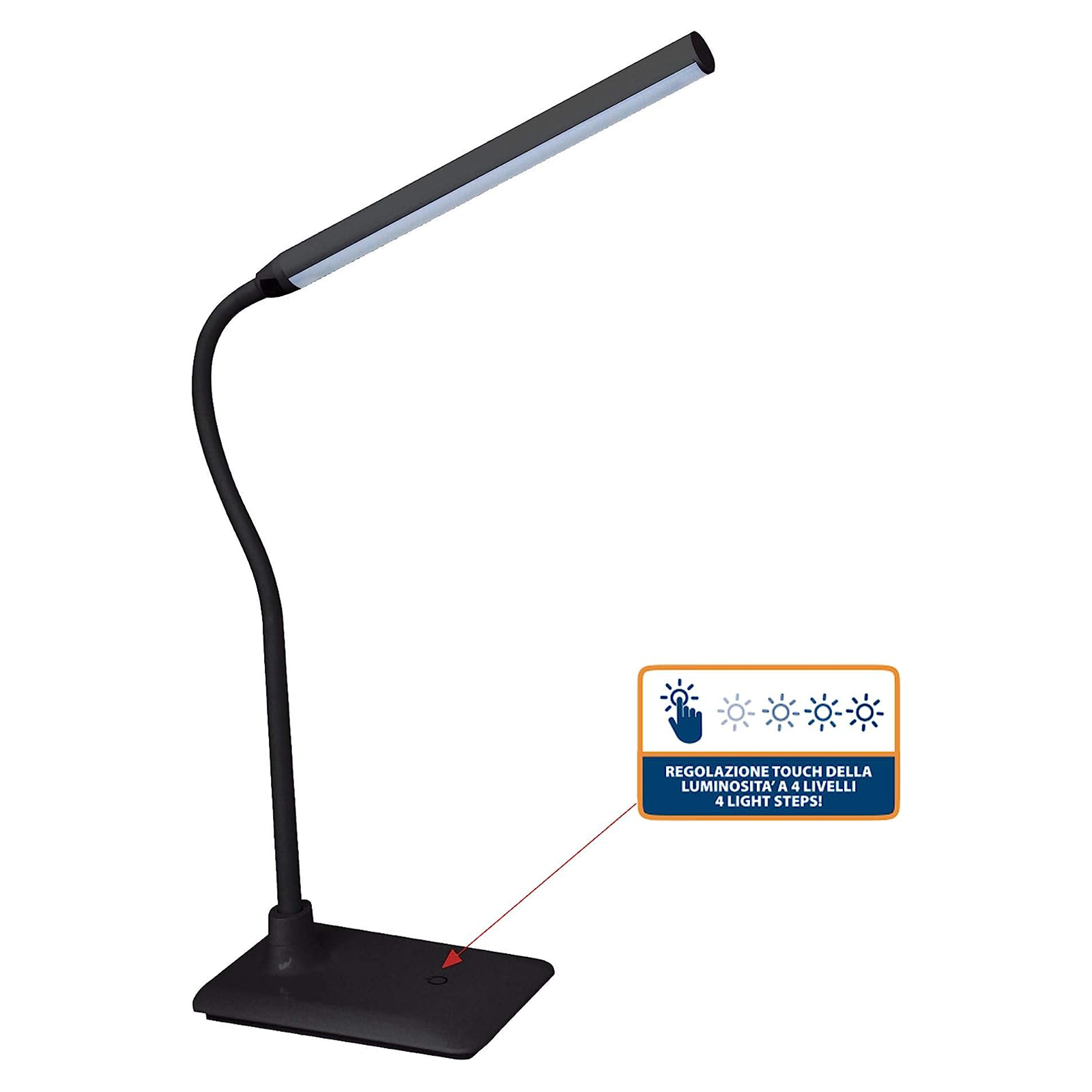 Lampada led da tavolo "Slim" in ABS 6 W accensione touch cm 17x12 70h