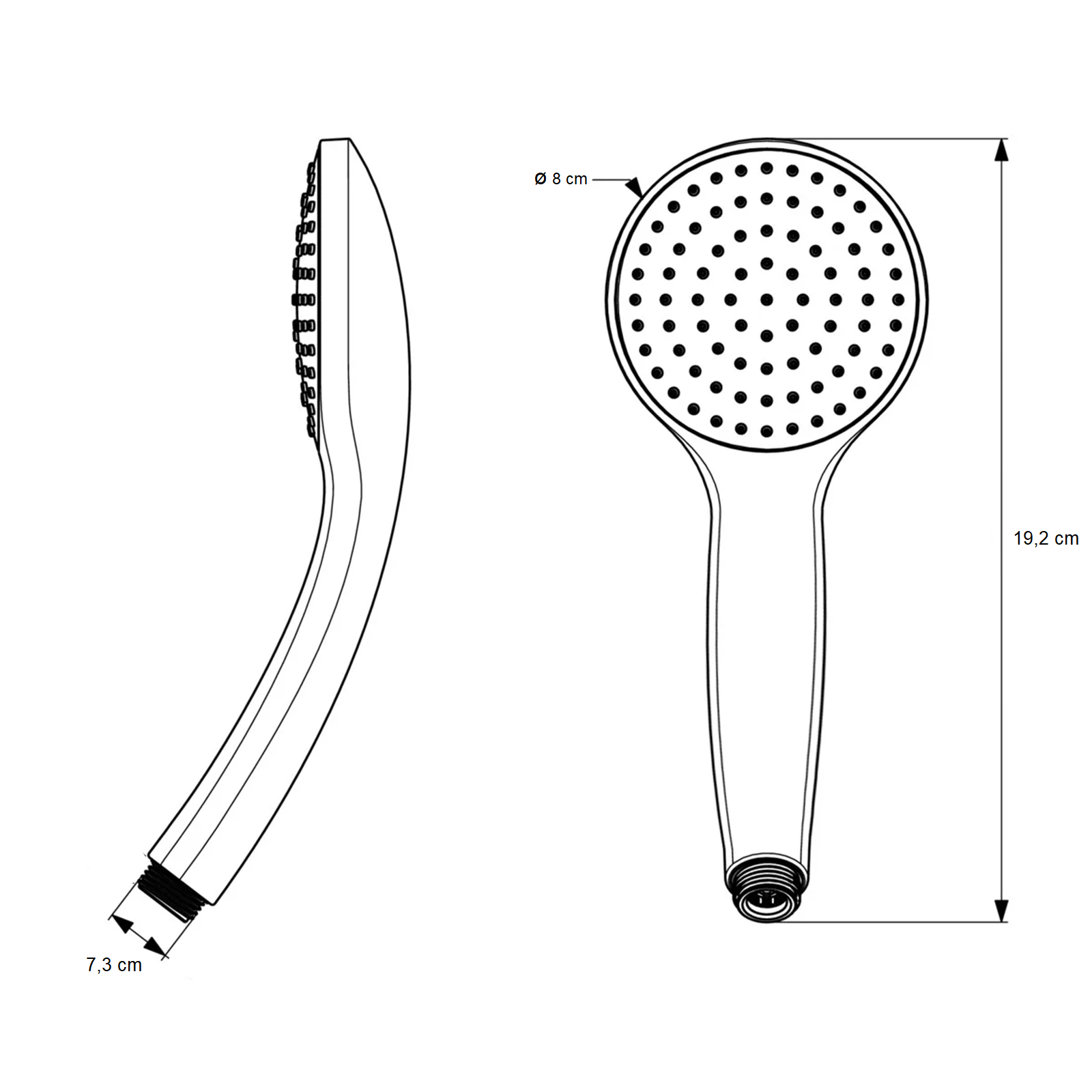 Doccetta a monogetto "Easy04" in ABS nero opaco cm 8x7,3 19,2h