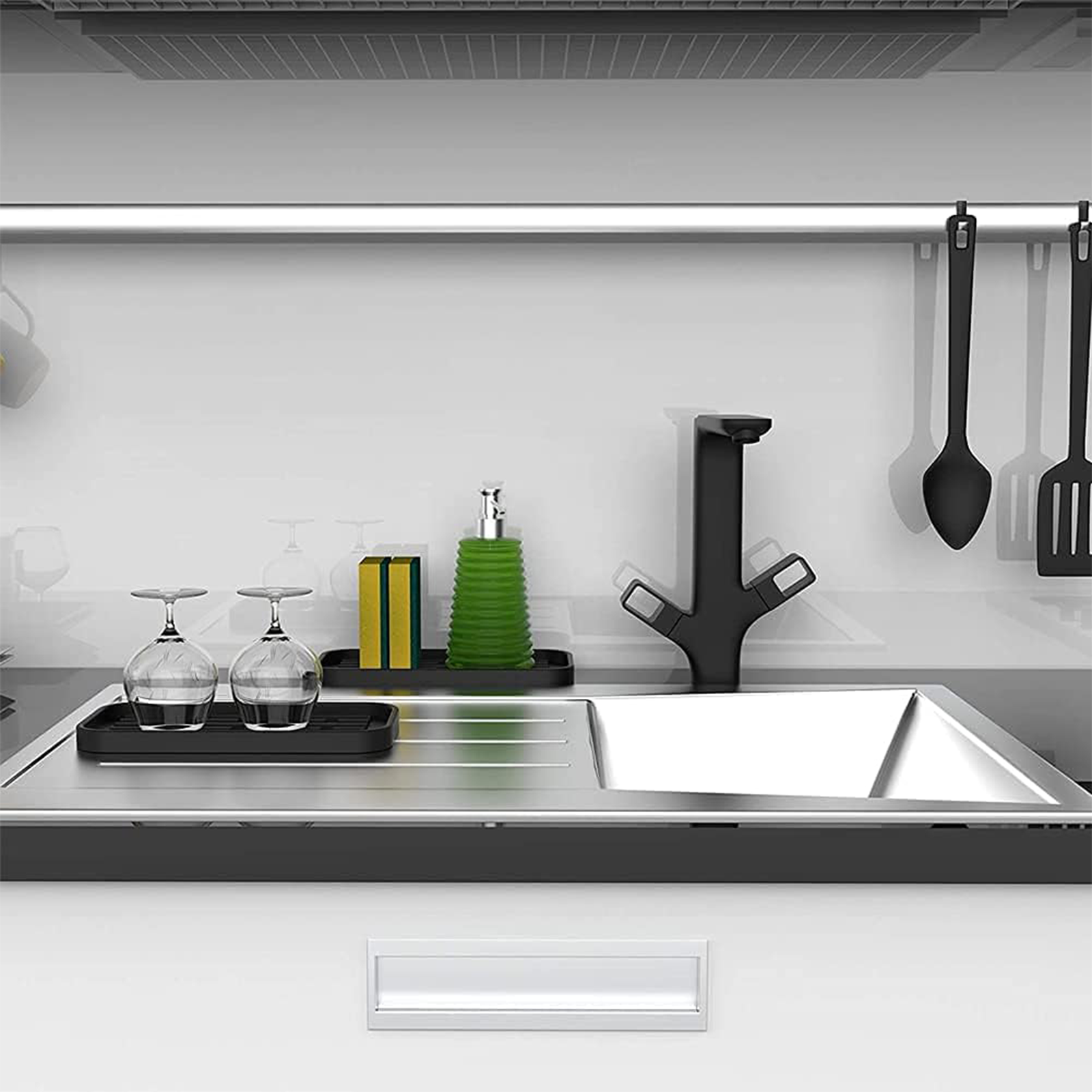 Porta saponetta da bagno "Seventy" in resina nera opaca per sapone solido cm 12,4x8 2,1h