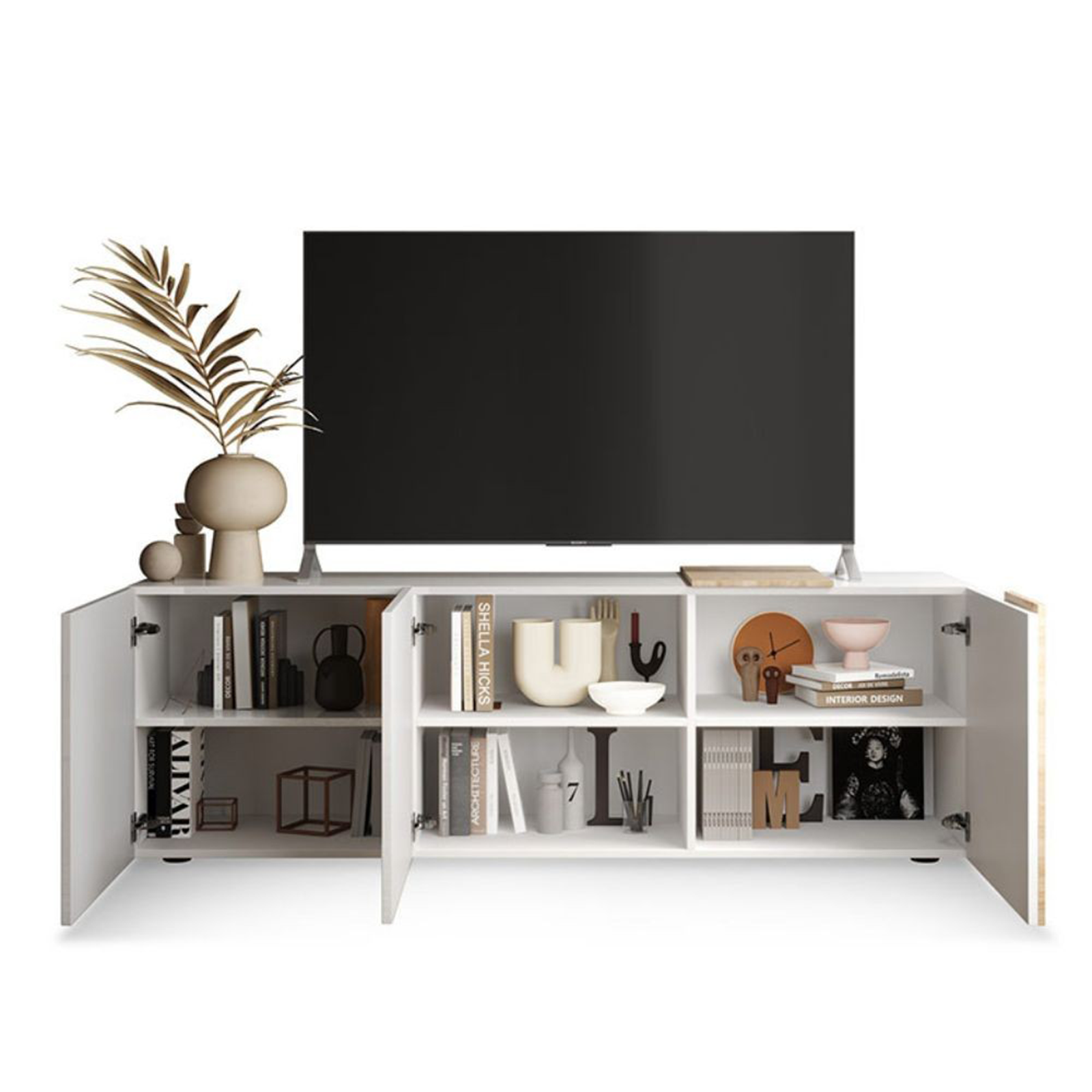 Mobile  3 ante porta tv in legno "Venus" da soggiorno cm 181x44 59h