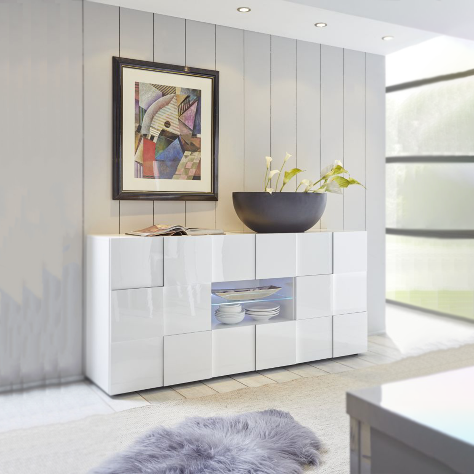 Madia da ingresso in legno "Dama" 2 ante e 2 cassetti cm 181x43 84h