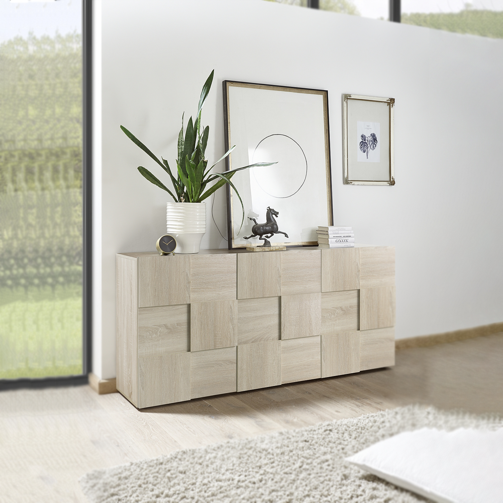 Madia da ingresso in legno "Dama" mobile soggiorno con 3 ante cm 181x43 84h