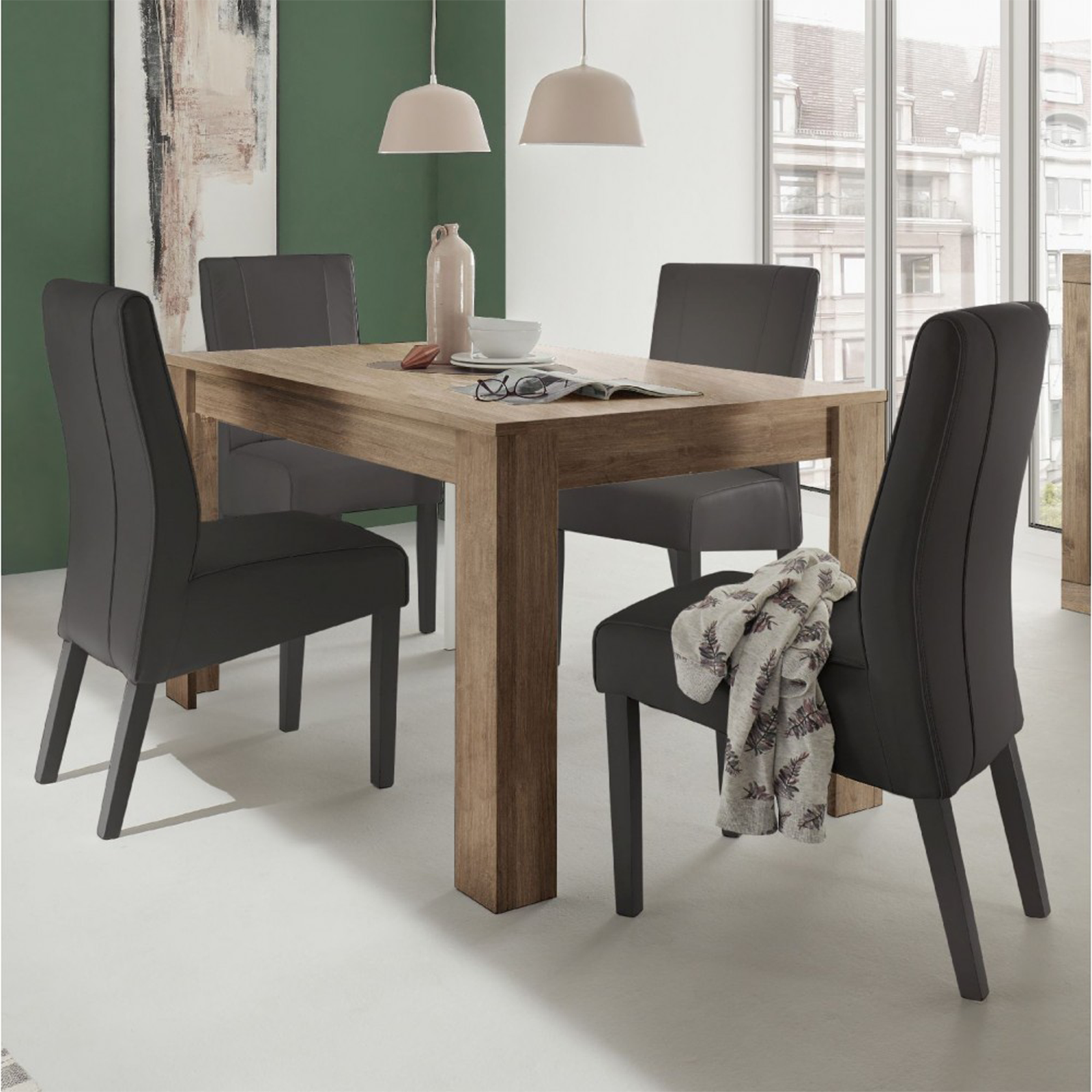 Tavolo allungabile moderno "Venus" in legno rovere cm 137/185x90 79h