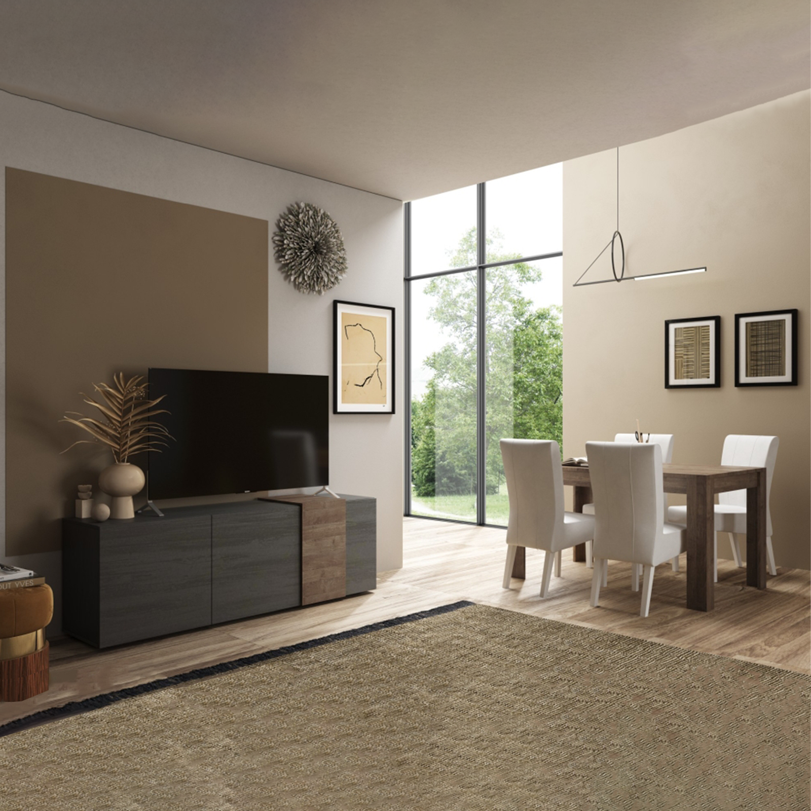 Tavolo allungabile moderno "Venus" in legno rovere cm 137/185x90 79h