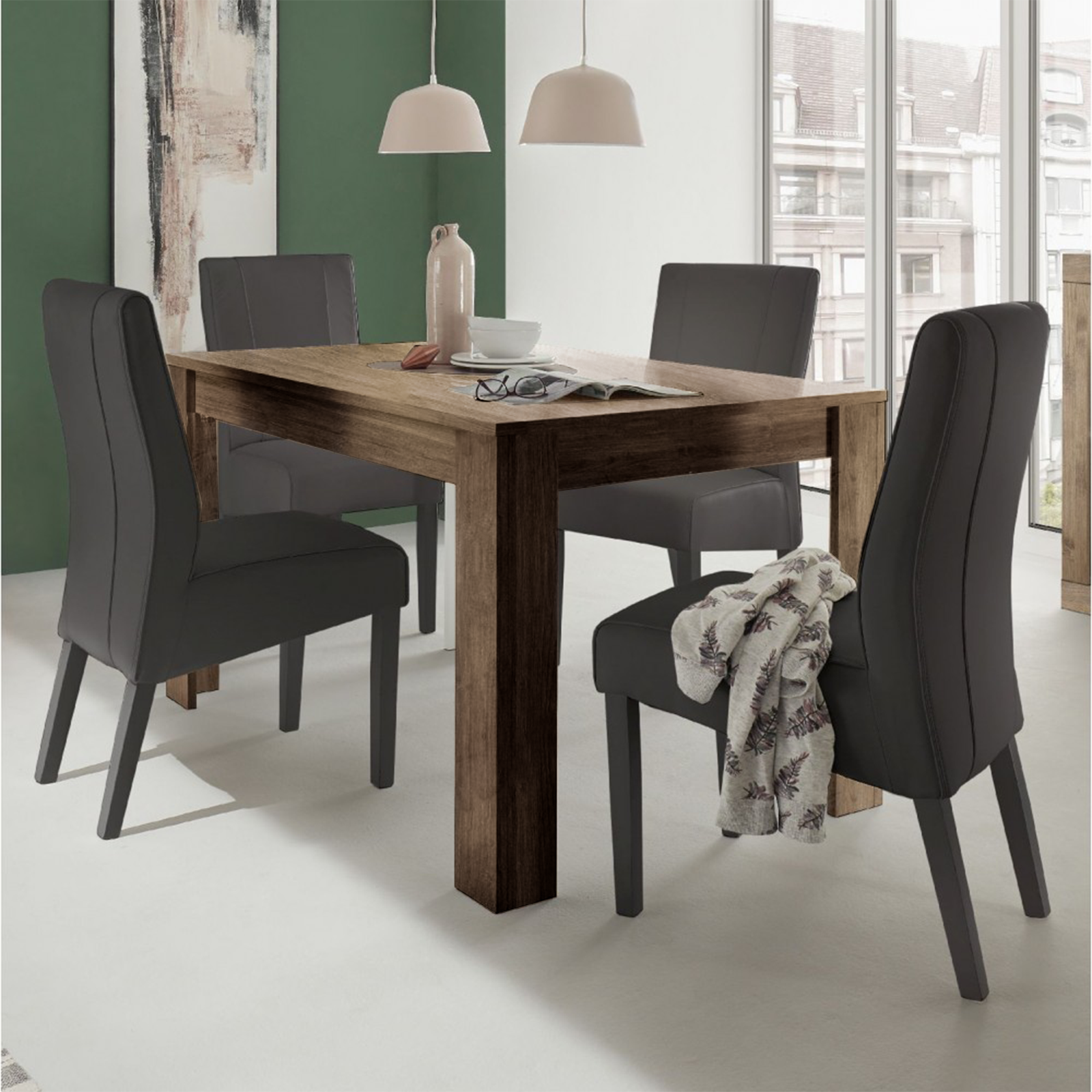 Tavolo allungabile moderno "Venus" in legno rovere cm 137/185x90 79h