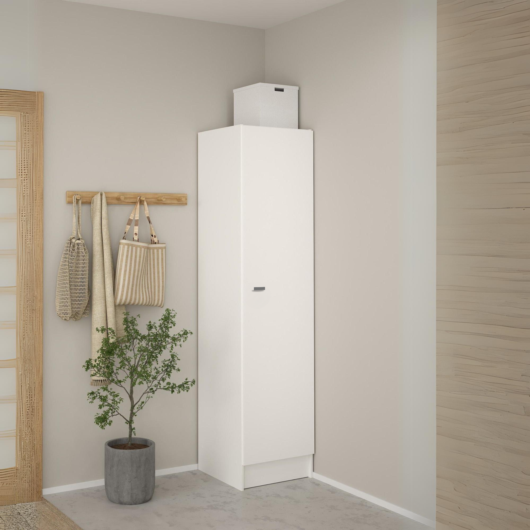 Mobile colonna multiuso a 1 anta "Ricla" in legno bianco laccato cm 31x34 183h