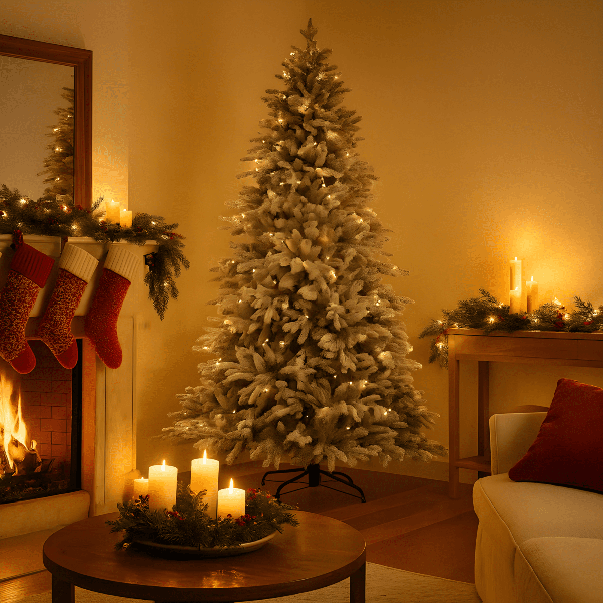 Albero di Natale innevato "Cristalgem" con Led e bacchetta magica in PE Effetto Real Touch + PVC + Flock - MondoViro