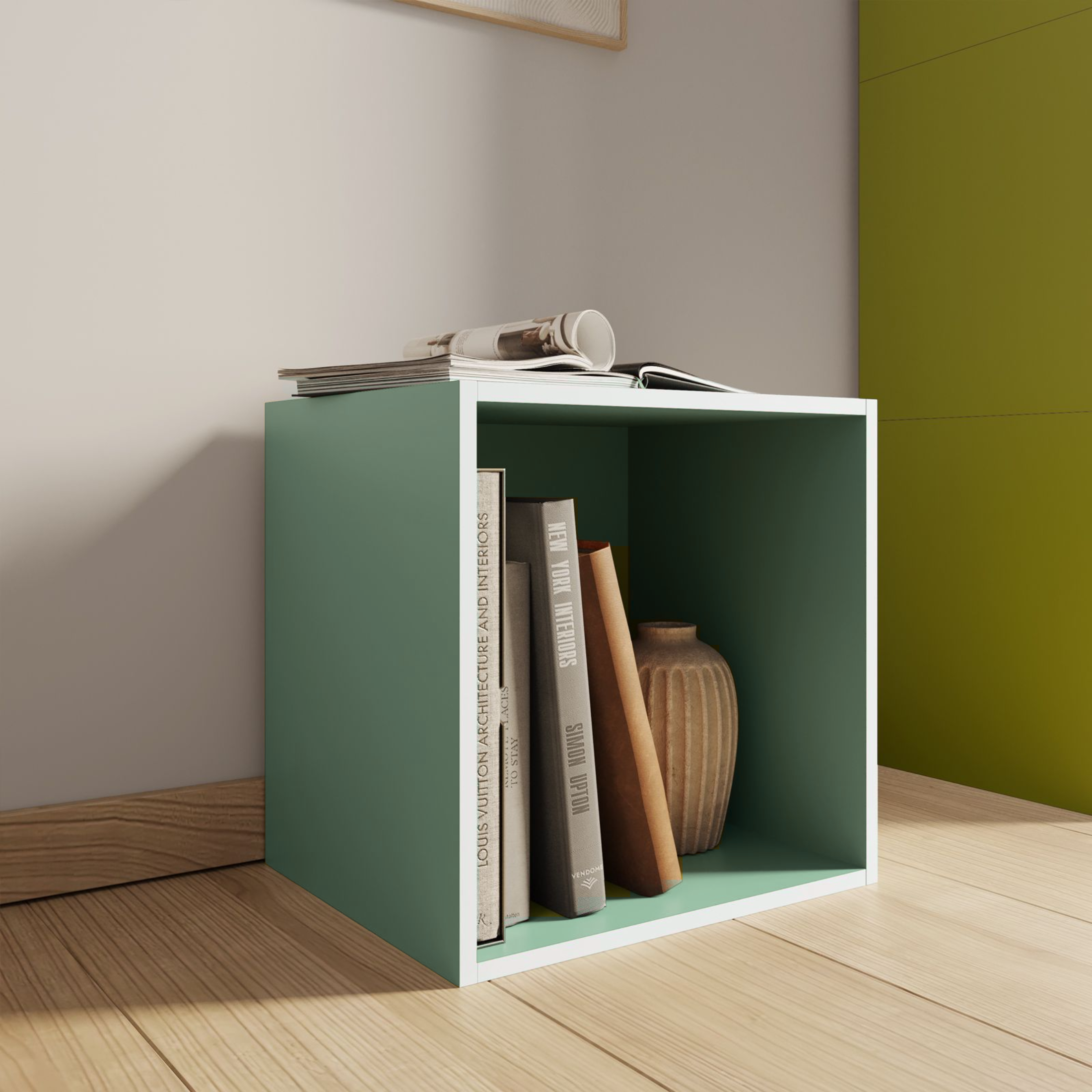 Mensola a giorno colorata "Cubo" in legno cm 35x35 29h