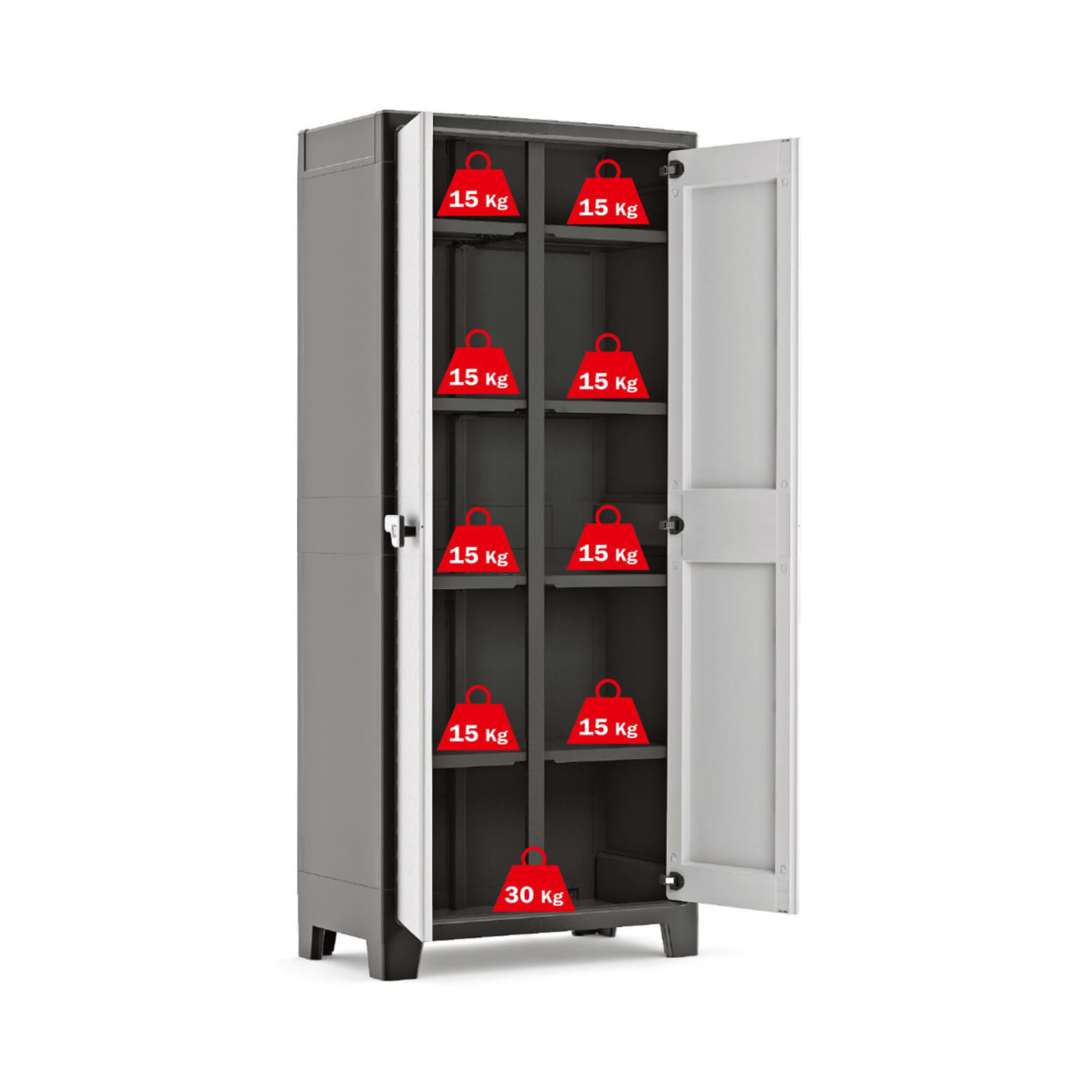 Armadio XL in resina da giardino "Hitan" con ripiani interni e piedini rialzati