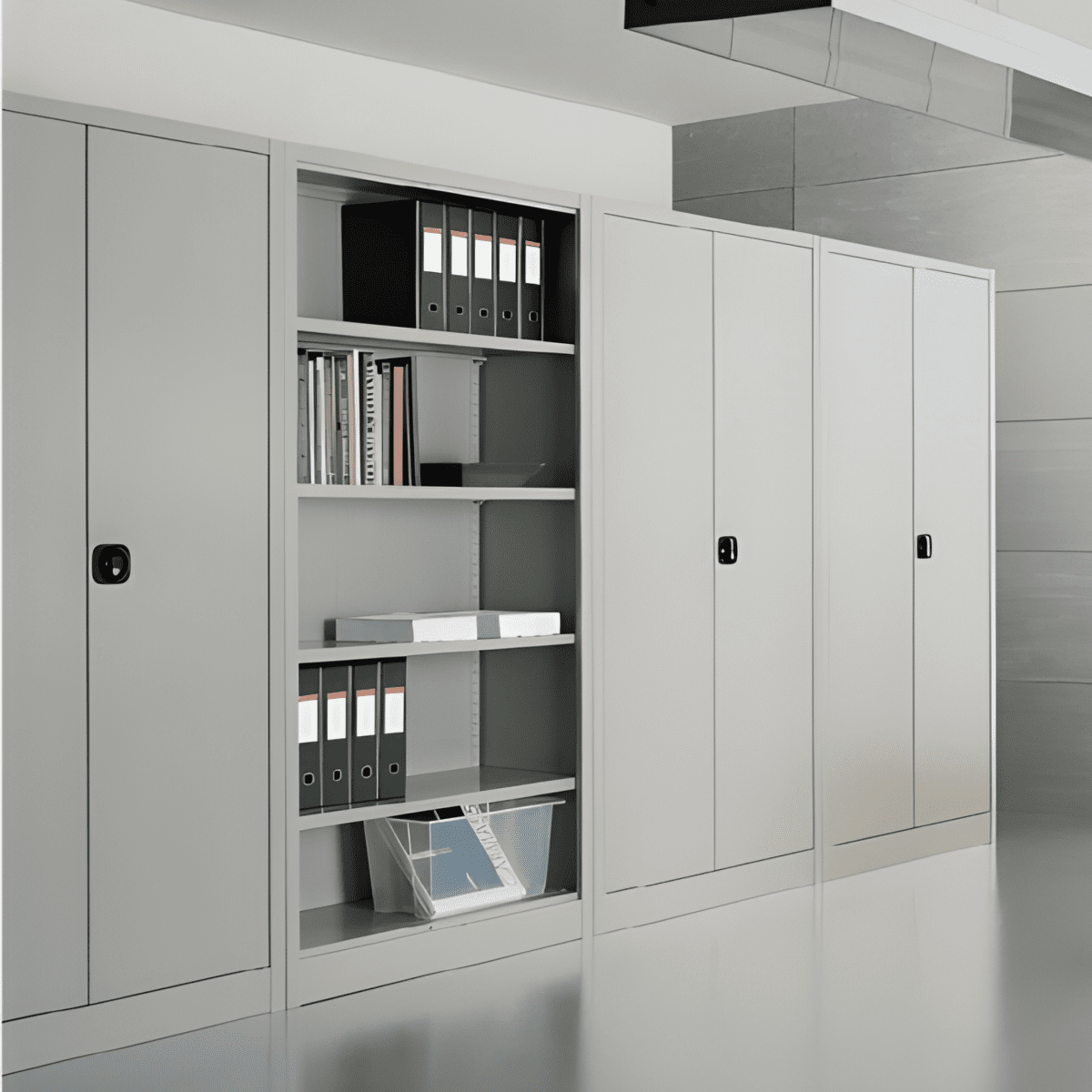 Armadio da ufficio a 2 ante battenti "Arb" in metallo con ripiani regolabili cm 100x45 200h - MondoViro
