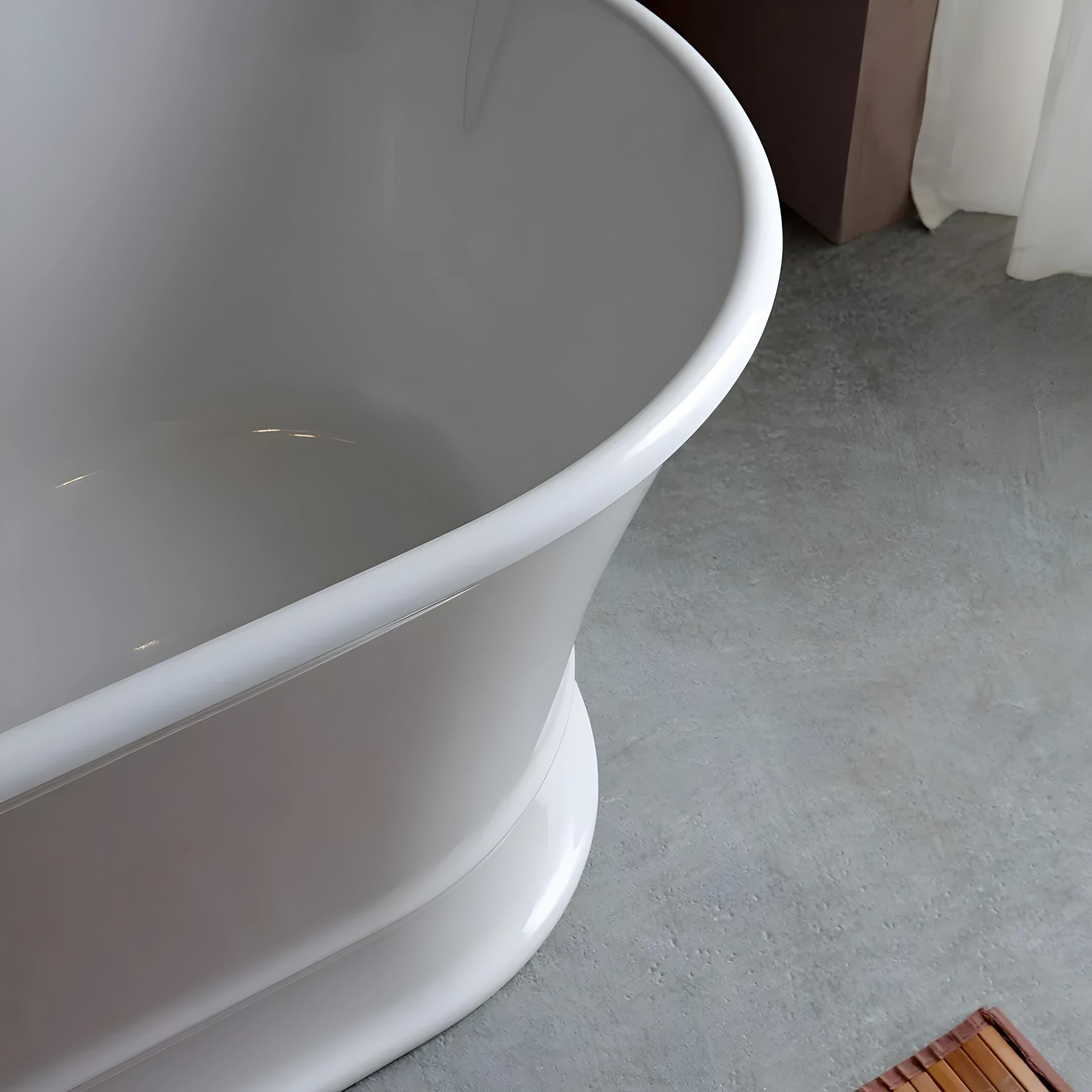 Vasca da bagno ovale a centro stanza "Bari" in marmo ricomposto bianco cm 170x84 84h