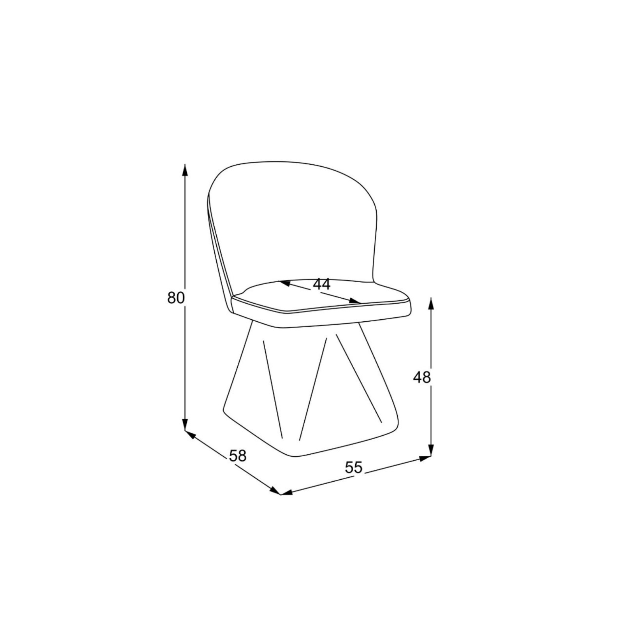 Set di sedie da pranzo girevoli "Piyan" imbottite in tessuto grigio scuro cm 55x58 80h