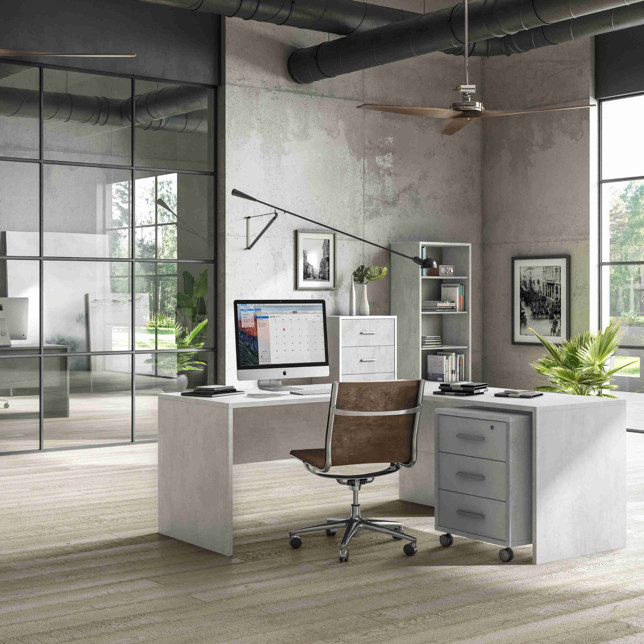 Scrivania angolare spaziosa "Sofia" moderna in legno cm 180x169 76h