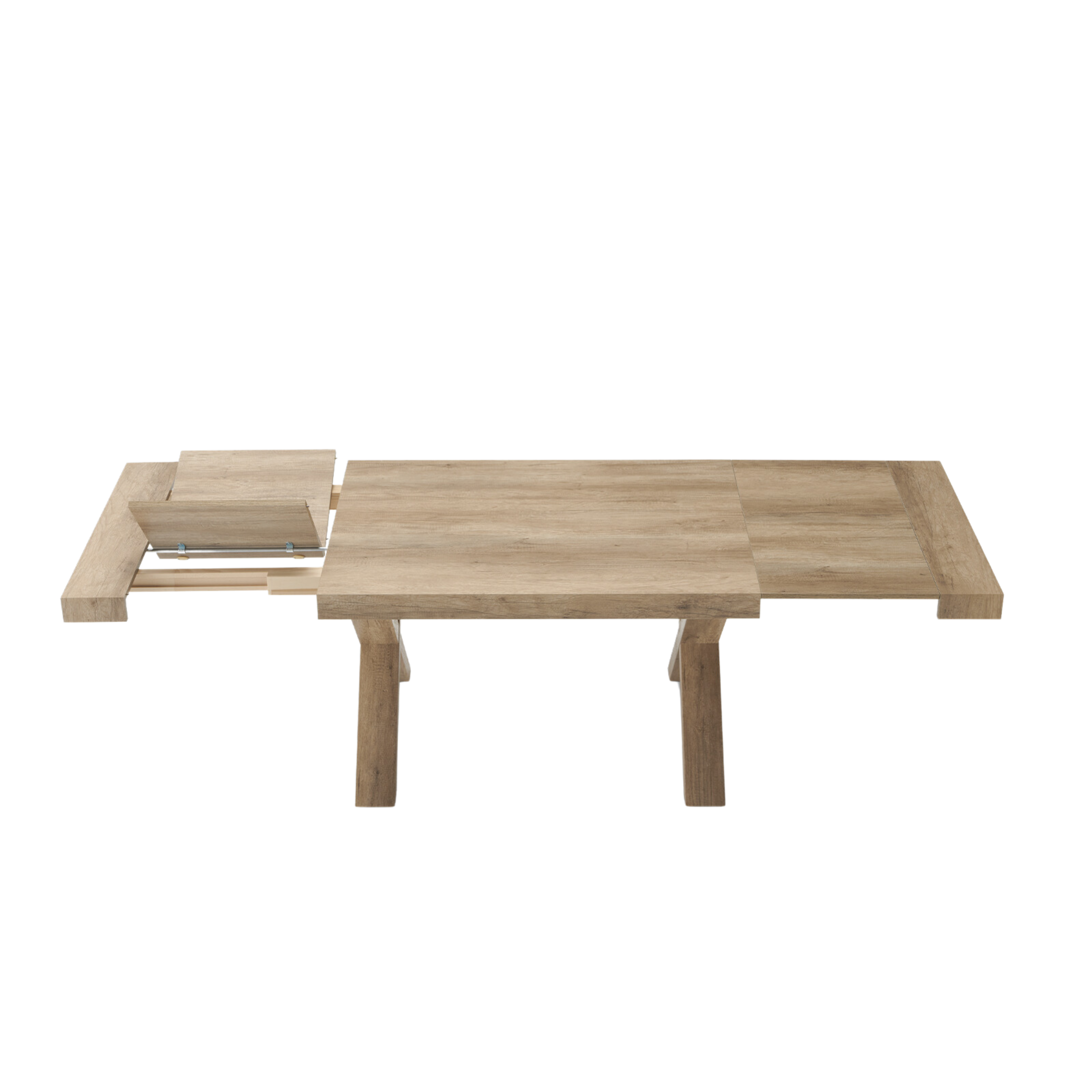 Tavolo allungabile da pranzo "Barton" con allunghe in laminato effetto legno cm 160/260x90 76h