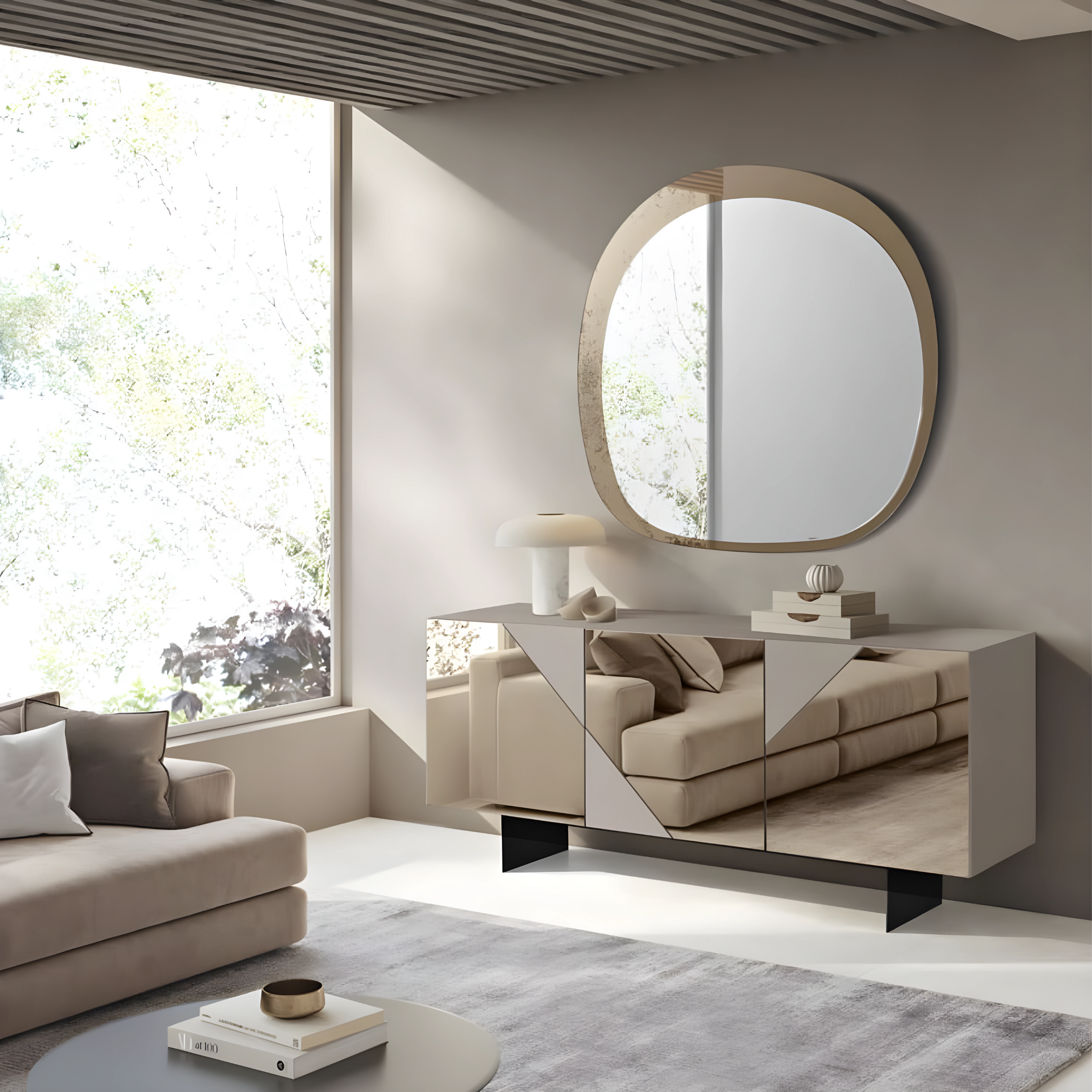 Madia 3 ante da ingresso moderna "Arte180" già assemblata ante specchiate cm 180x50 h80