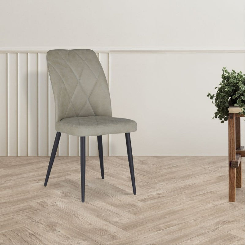 Set di sedie da pranzo "Vika" imbottite in tessuto con gambe in metallo nere cm 48x58 90h