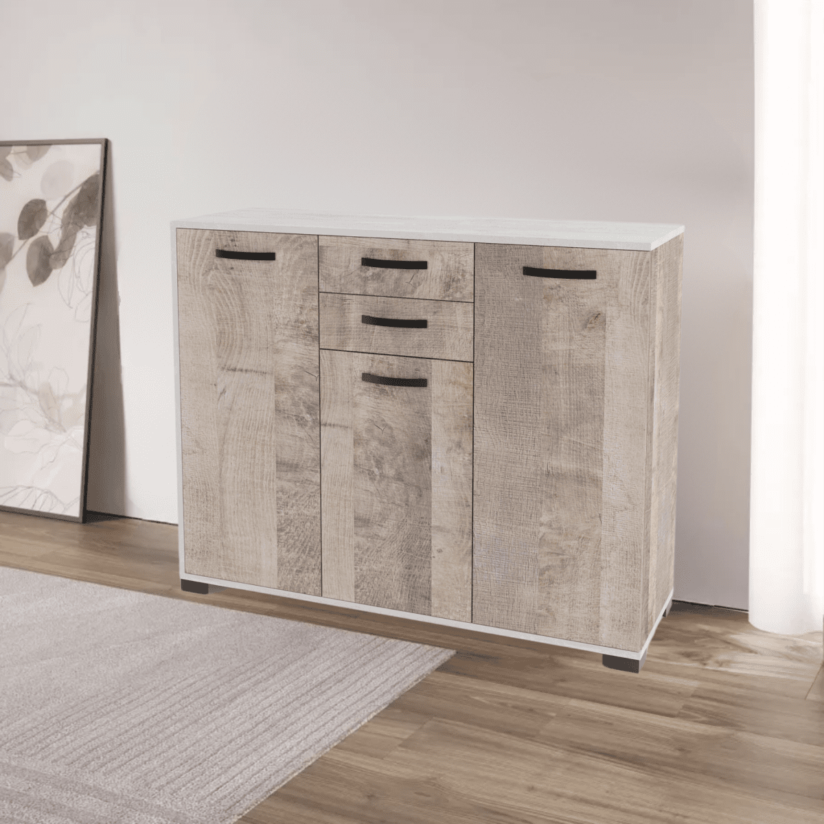 Madia a buffet "Chef" in legno a 3 ante e 2 cassetti da soggiorno cm 107x36 86h - MondoViro