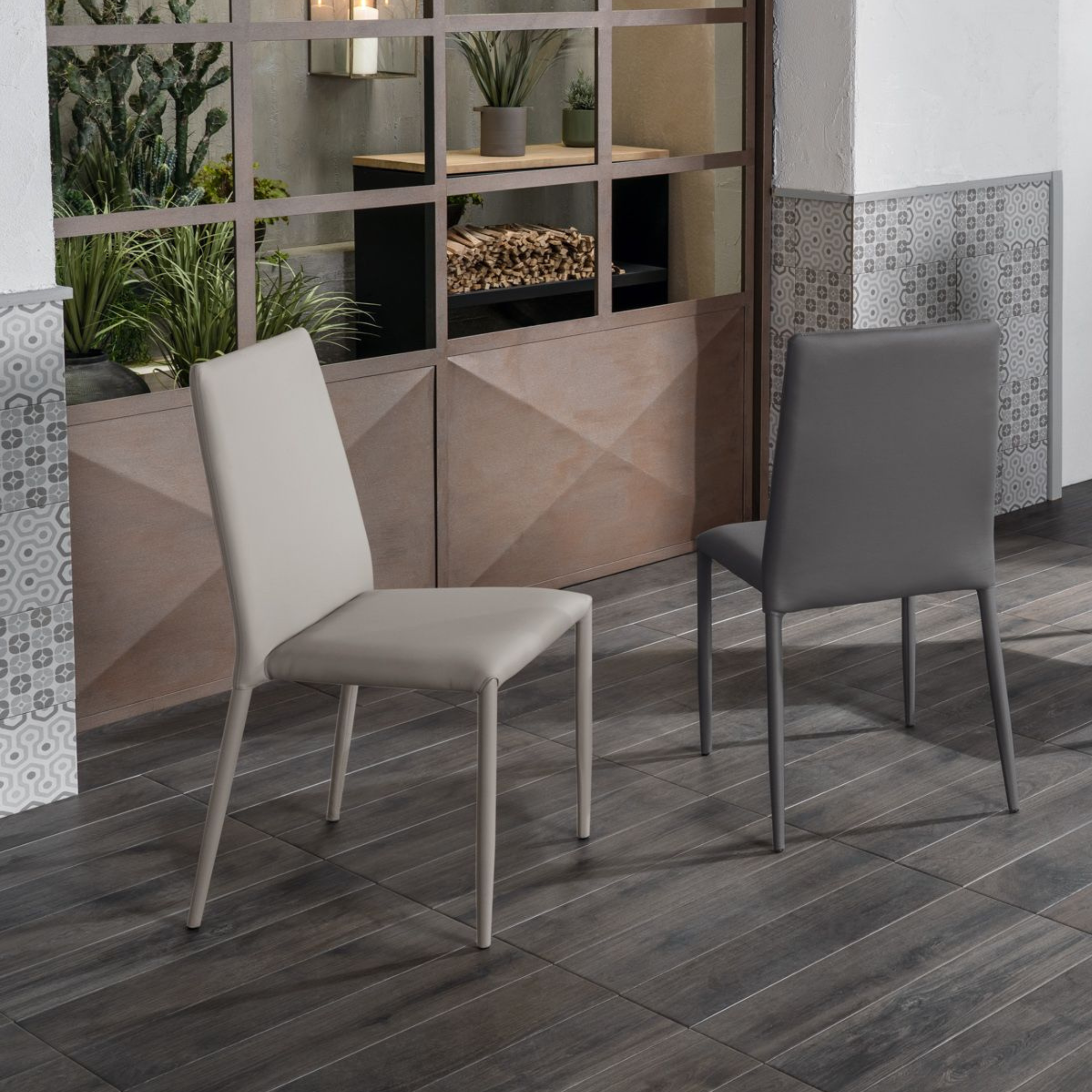 Set di sedie imbottite "Lavanda" moderne in similpelle da soggiorno impilabili cm 42x40 96h