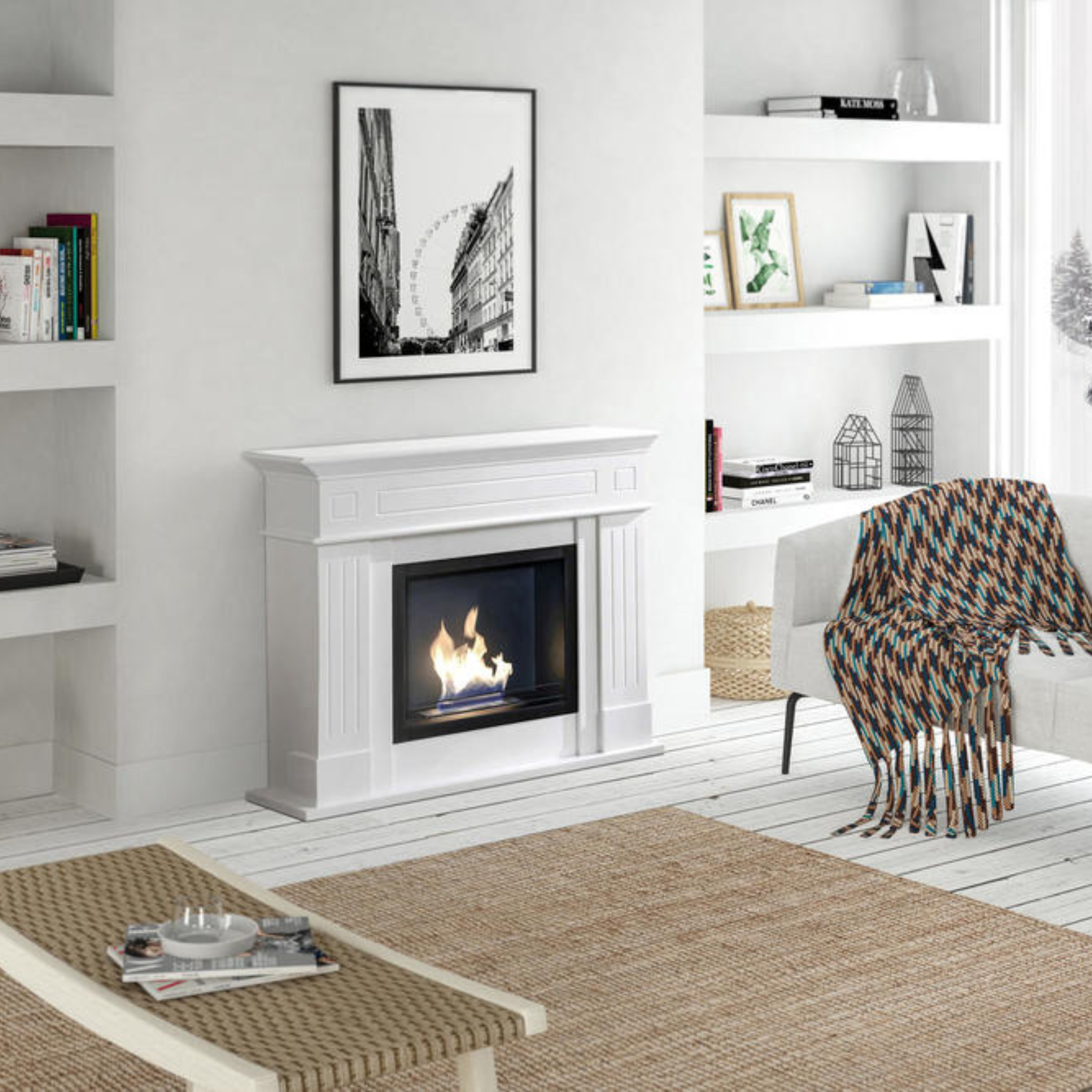 Caminetto bioetanolo "Amelia" da terra in metallo verniciato cm 102x37 110h