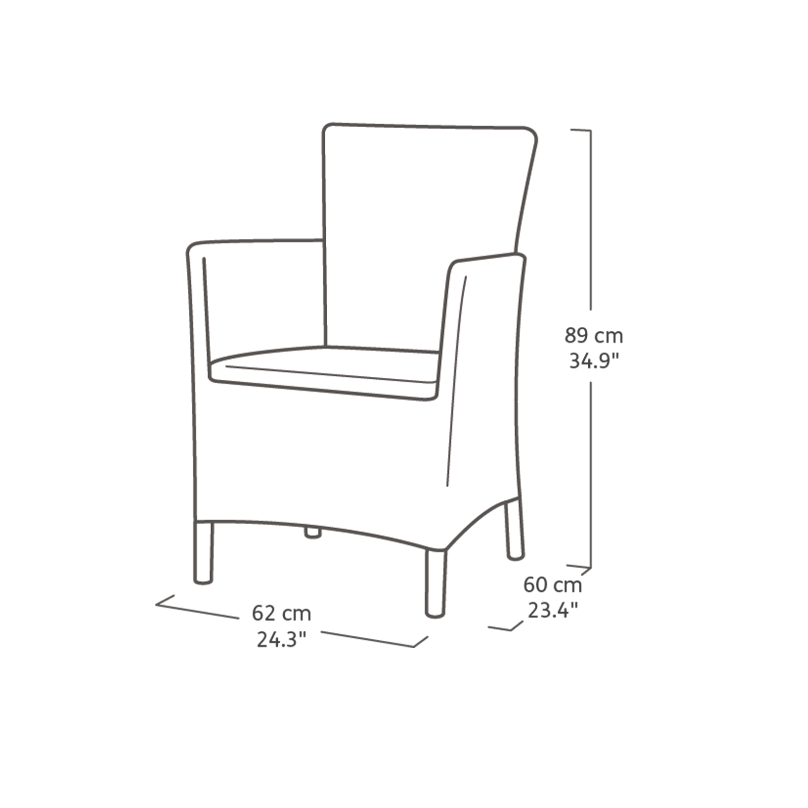 Salottino da giardino "Iowa Balcony" in resina rattan tavolino + 2 poltrone con cuscini